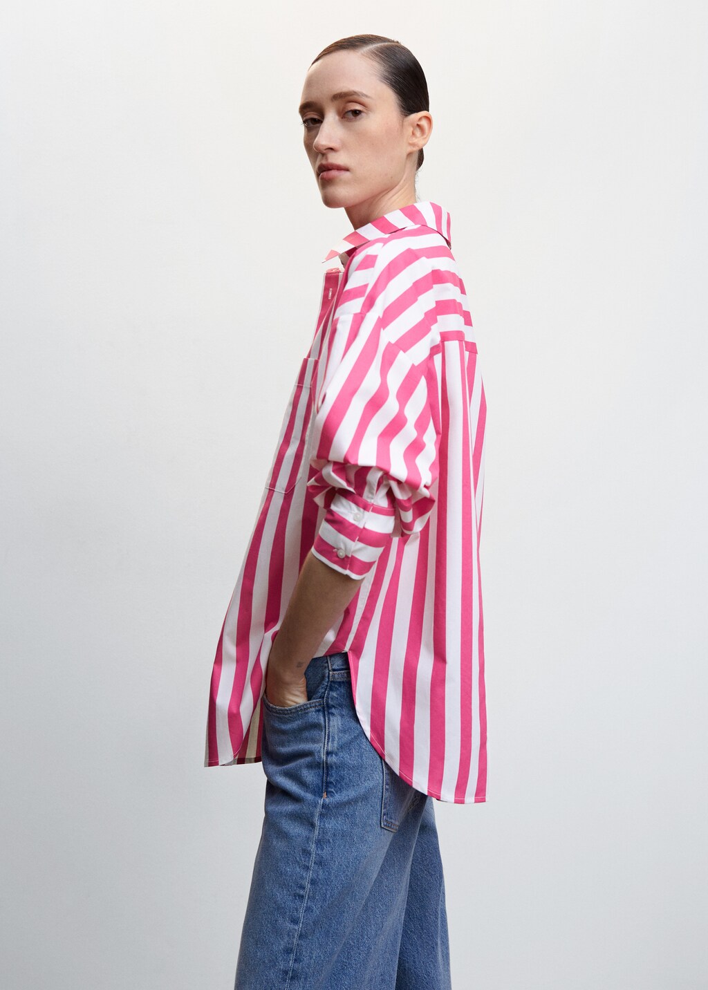 Oversize striped shirt - Women | MANGO Kosovo