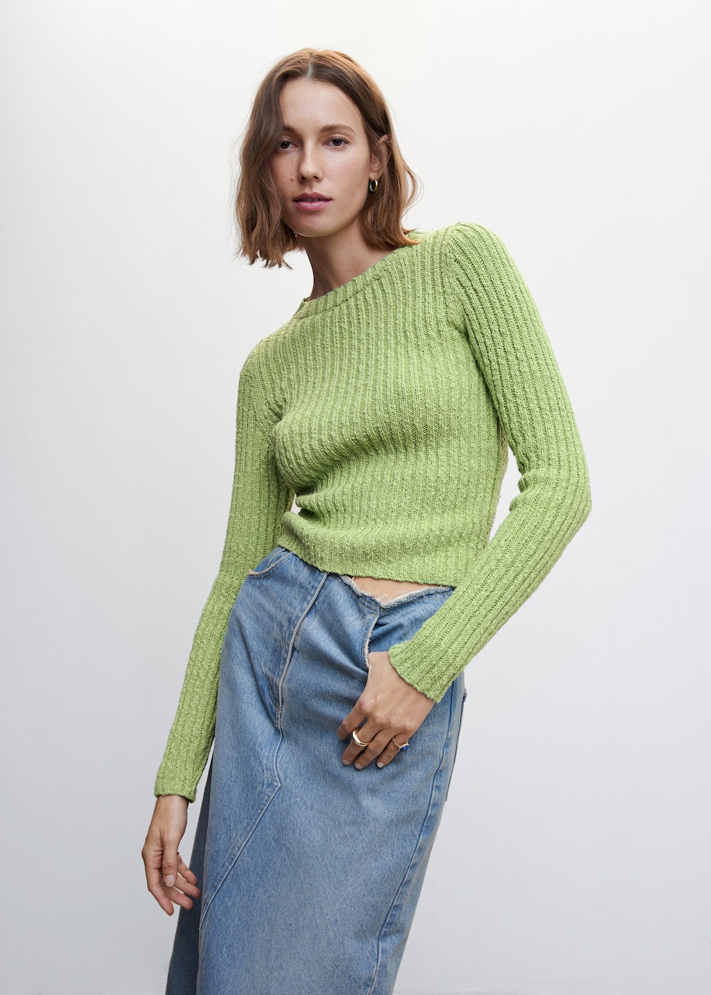 Pull over grosse maille cotelee Femme MANGO Gabon