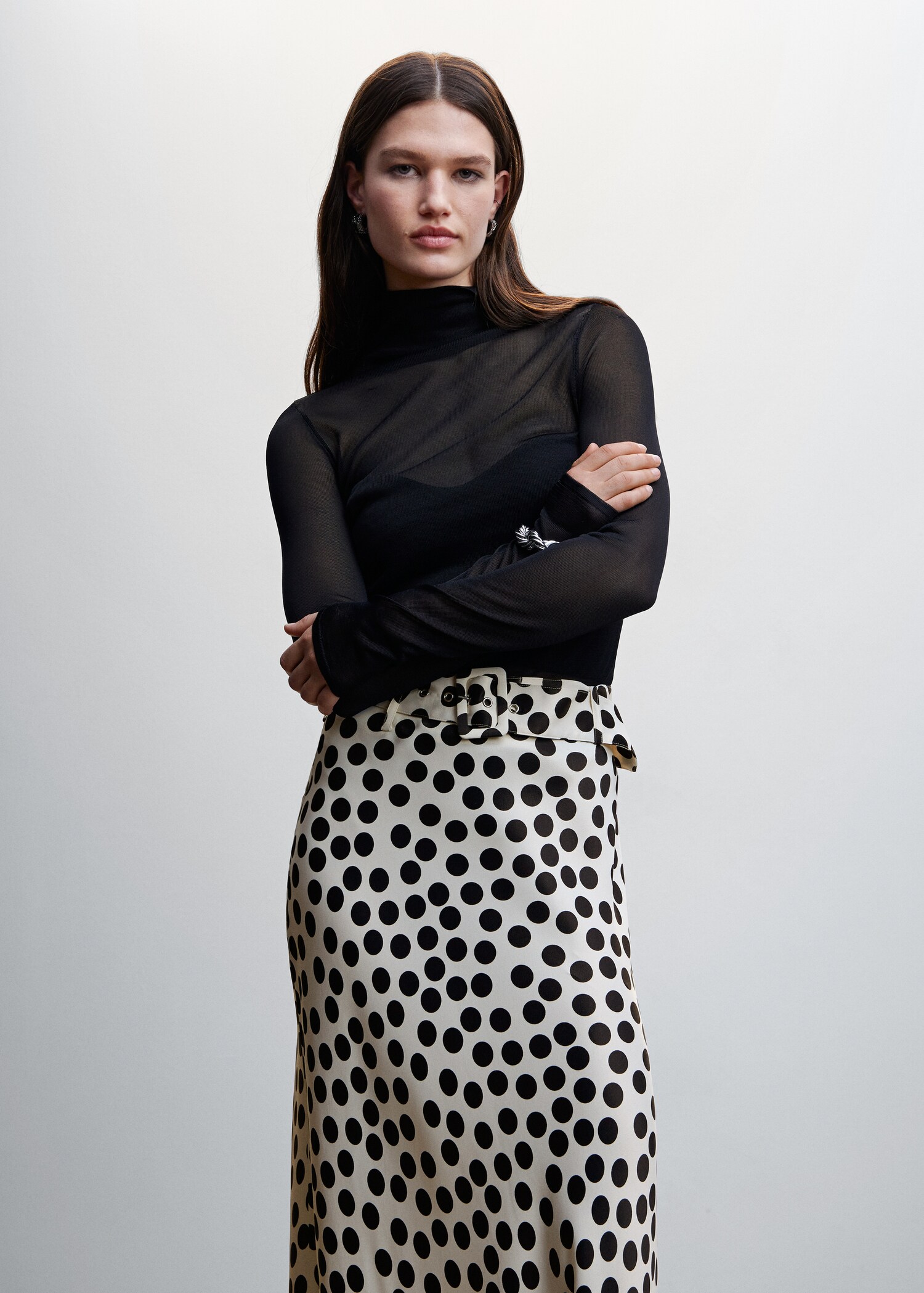 Falda estampada lunares cinturón - Detalle del artículo 1