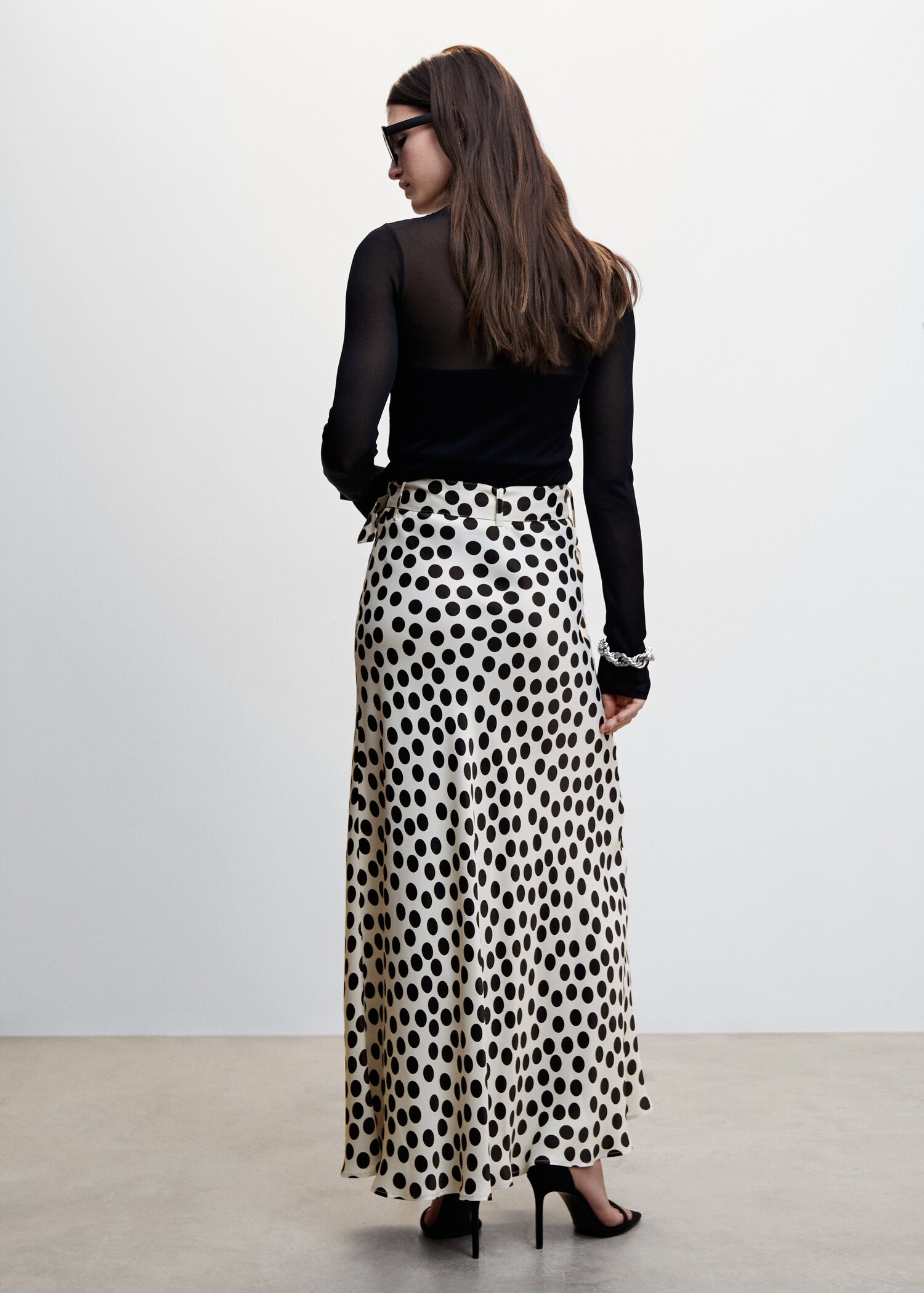 Falda estampada lunares cinturón - Reverso del artículo