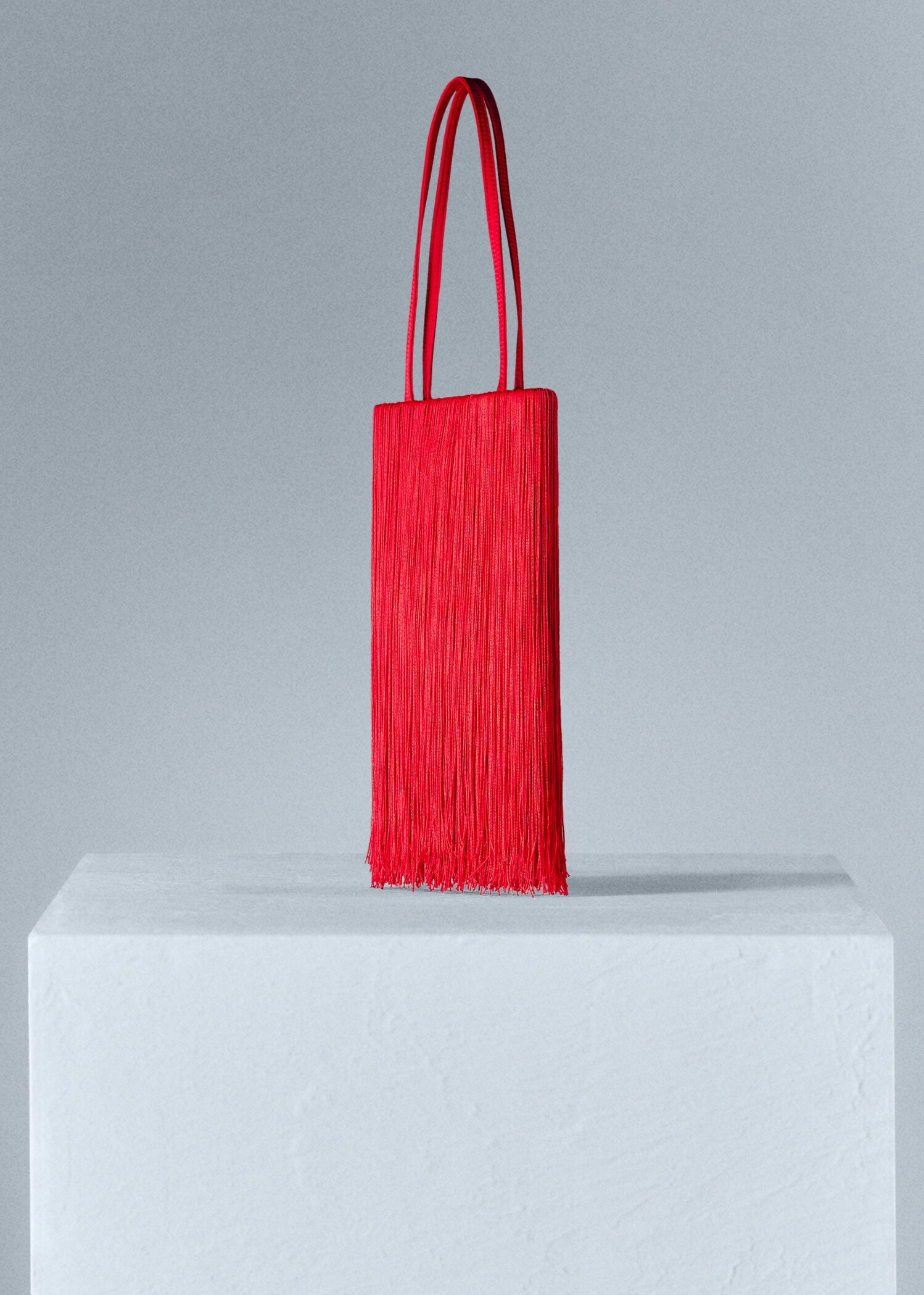 Satin fringed bag - Medium plane