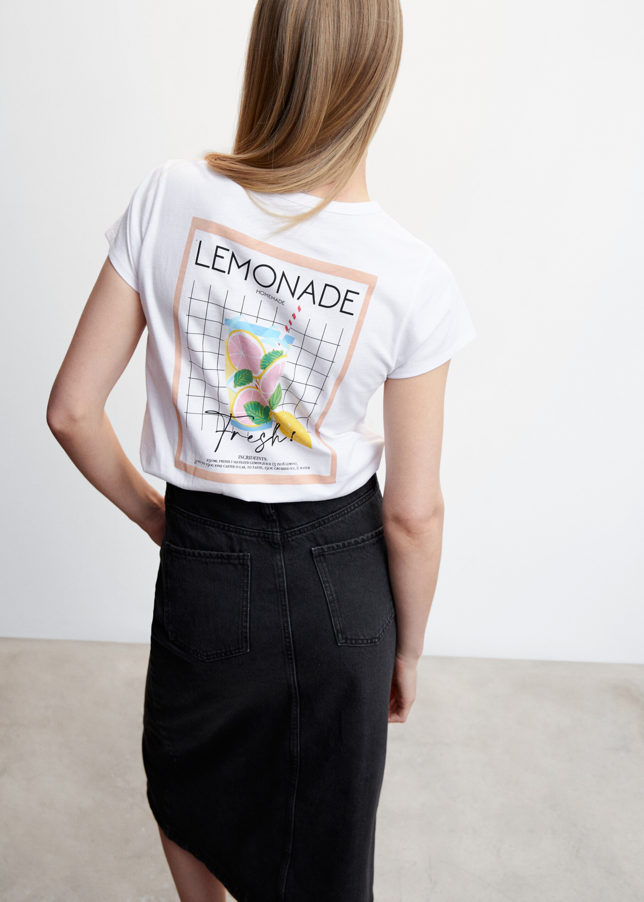 Short-sleeved printed t-shirt - Reverse of the article, White. Ref: 47075871-00.