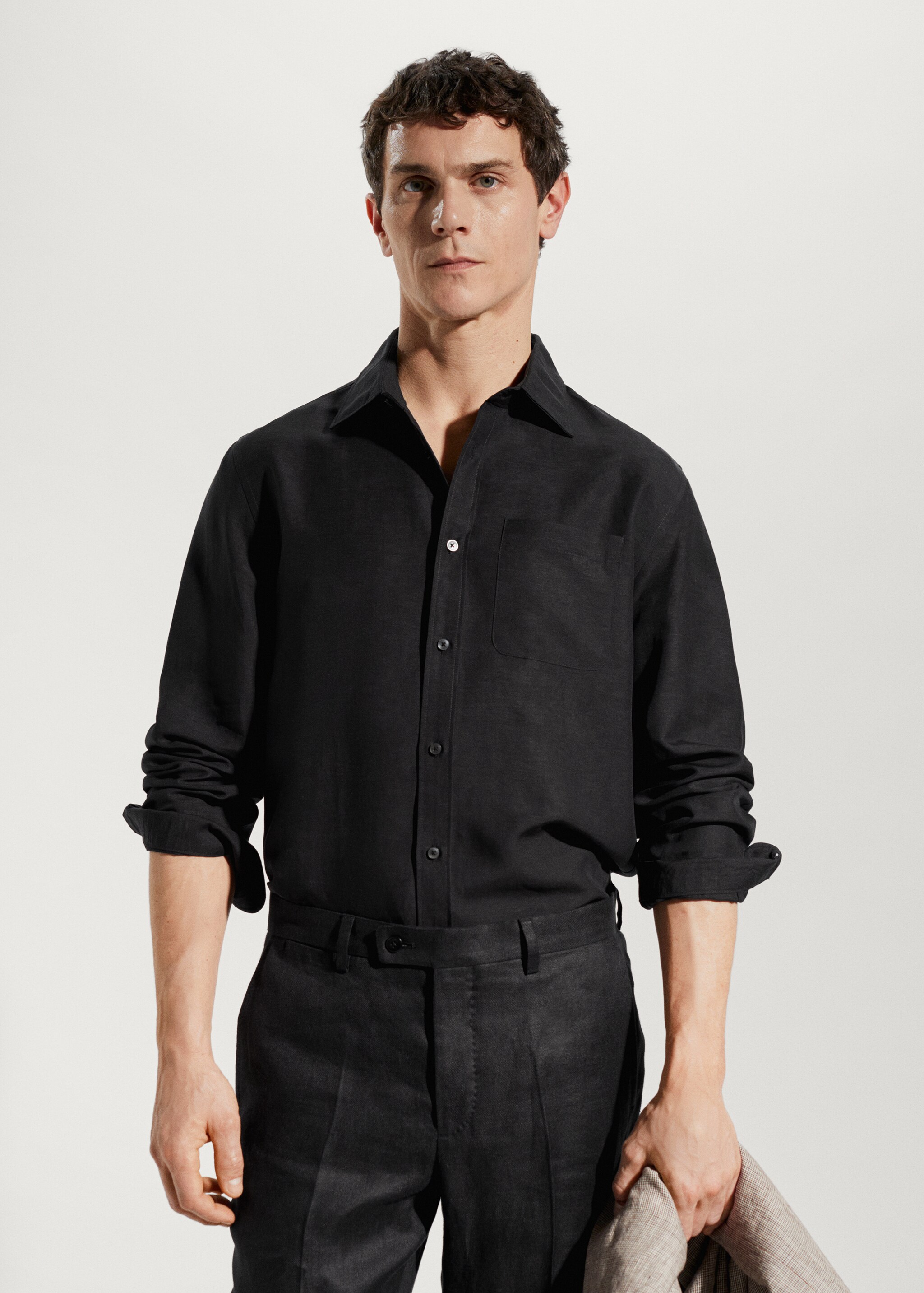 Camisa regular fit lyocell lino - Plano medio
