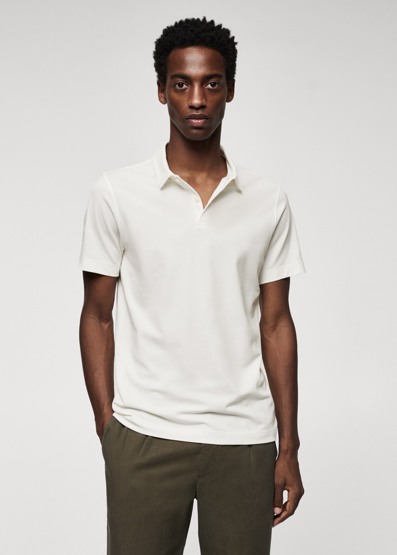 Slim-fit cotton piqué textured polo shirt - Medium plane