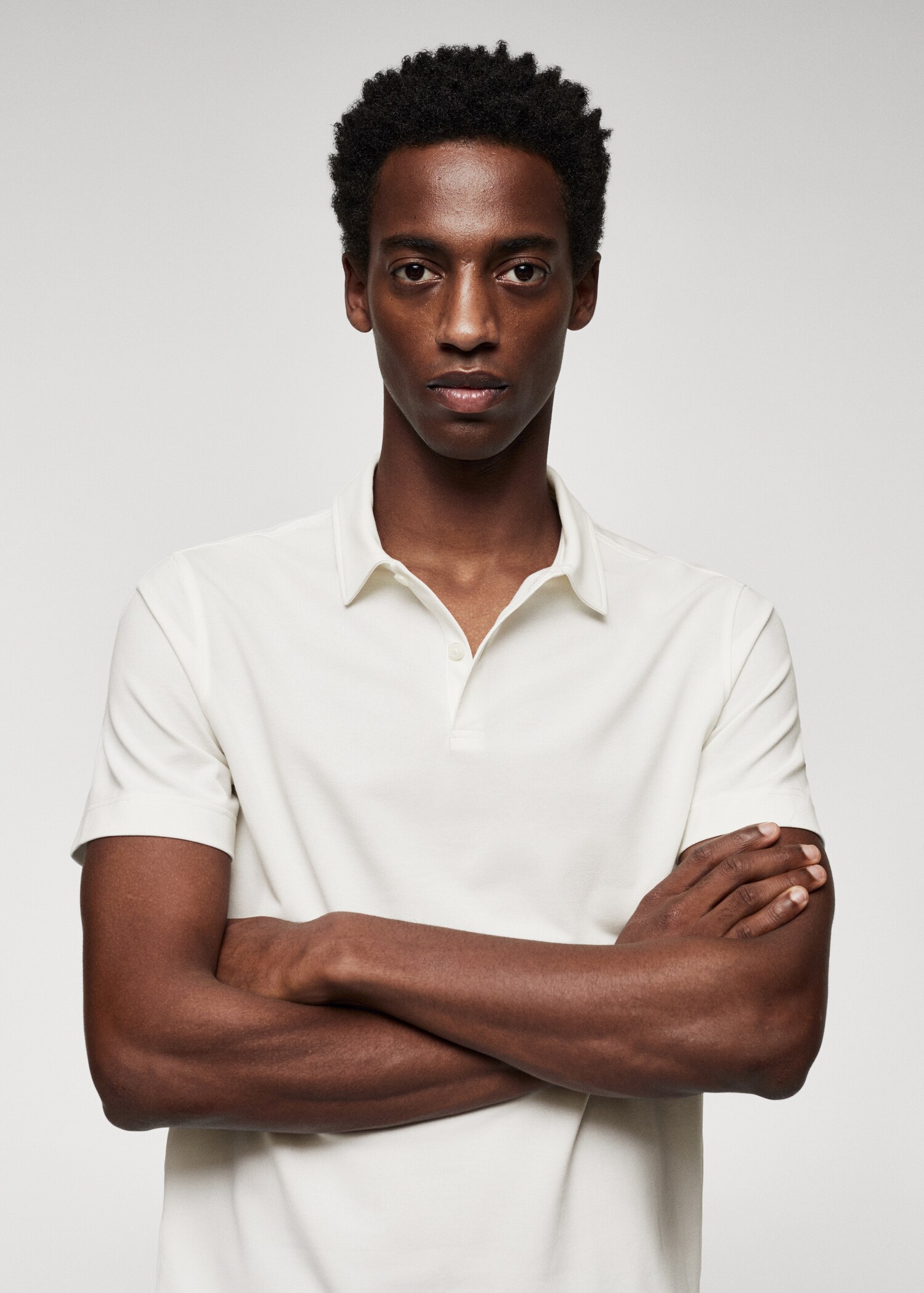 Slim-fit cotton piqué textured polo shirt - Details of the article 1