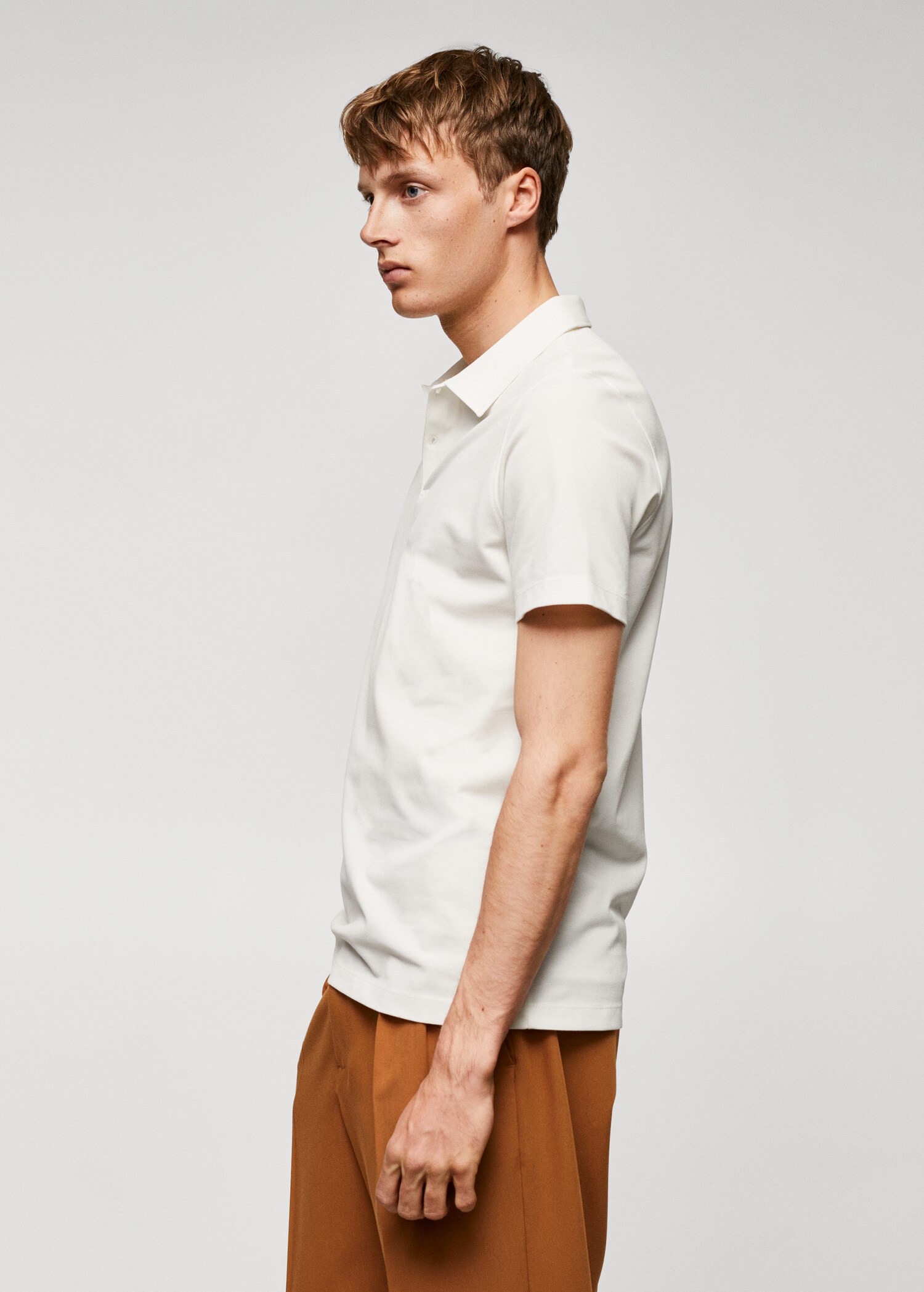 Slim-fit cotton piqué textured polo shirt - Details of the article 2