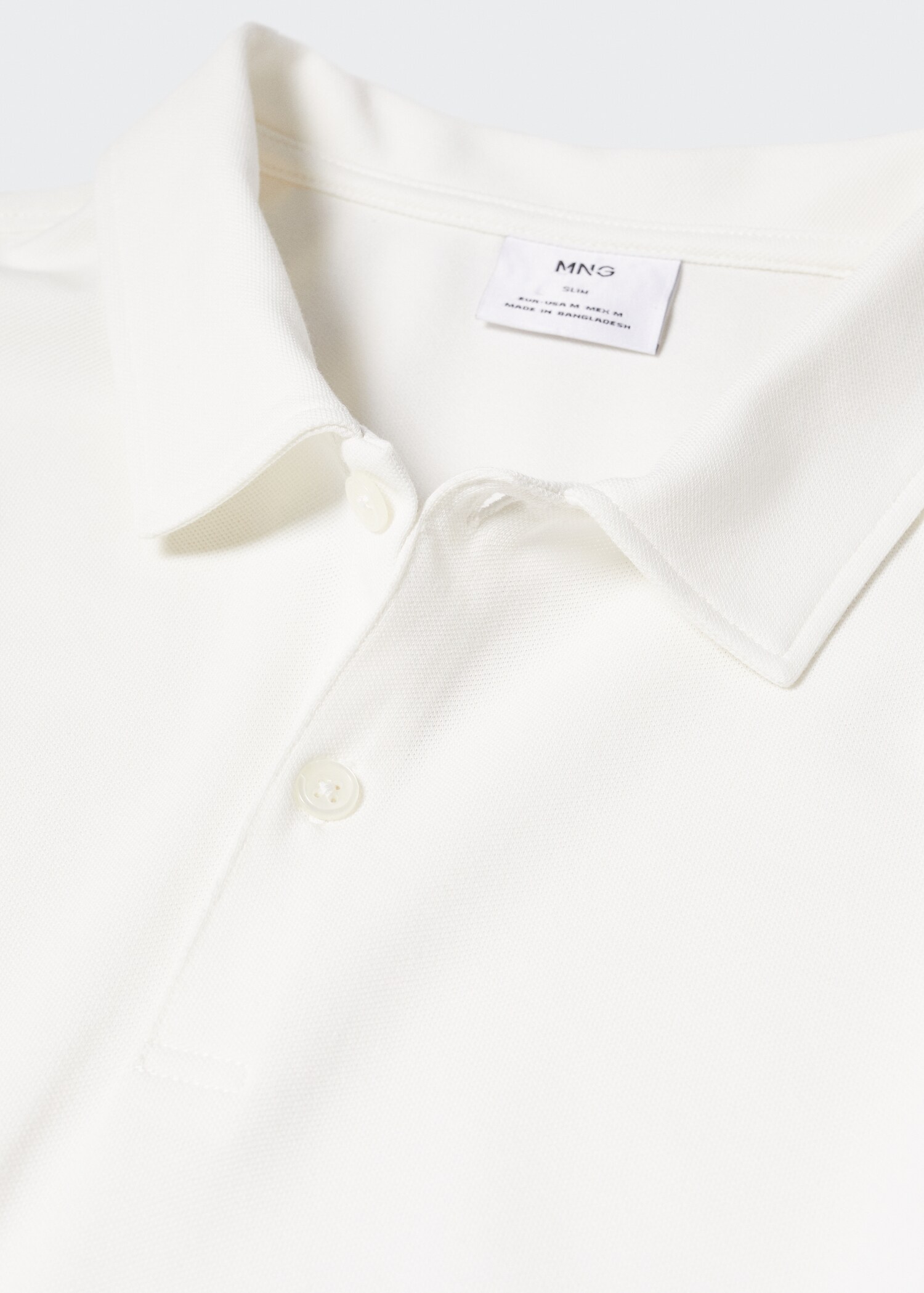 Slim-fit cotton piqué textured polo shirt - Details of the article 8