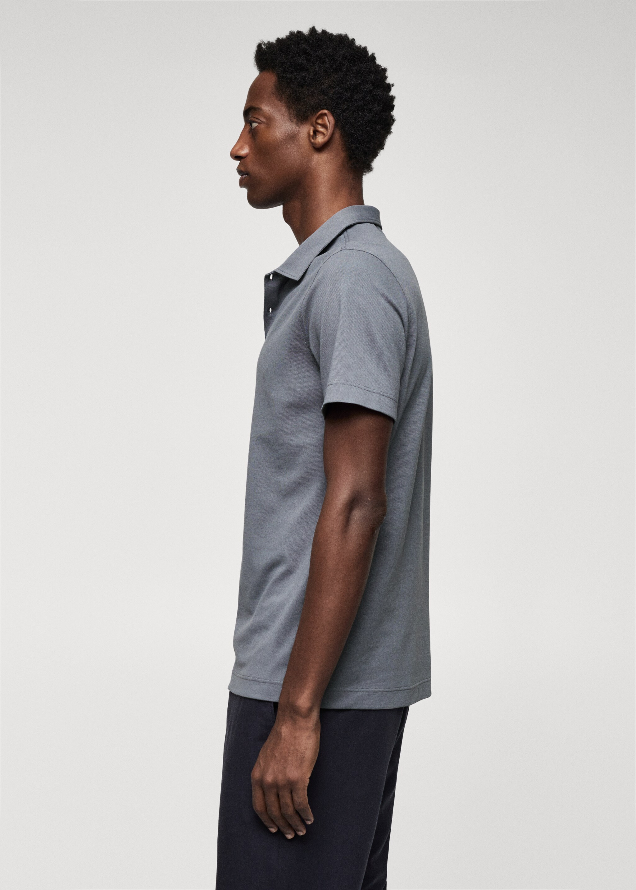 Slim-fit textured cotton polo shirt - Details of the article 6