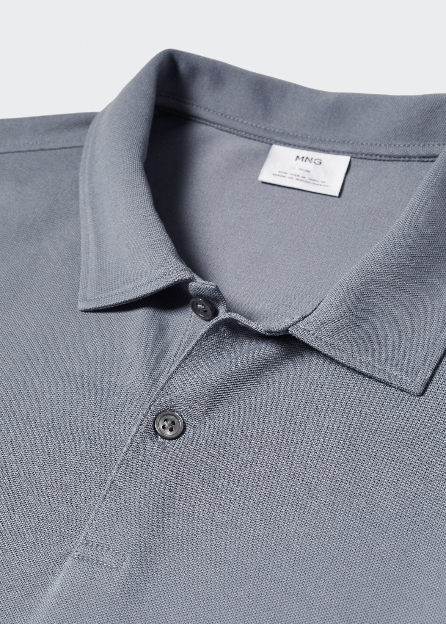 Slim-fit textured cotton polo shirt - Details of the article 8