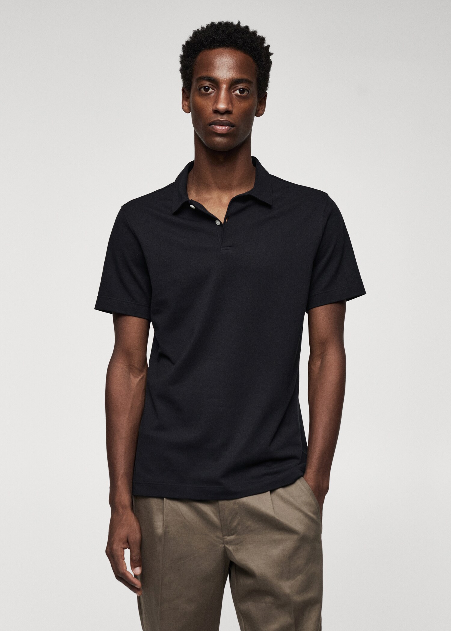 Slim-fit cotton piqué textured polo shirt - Medium plane