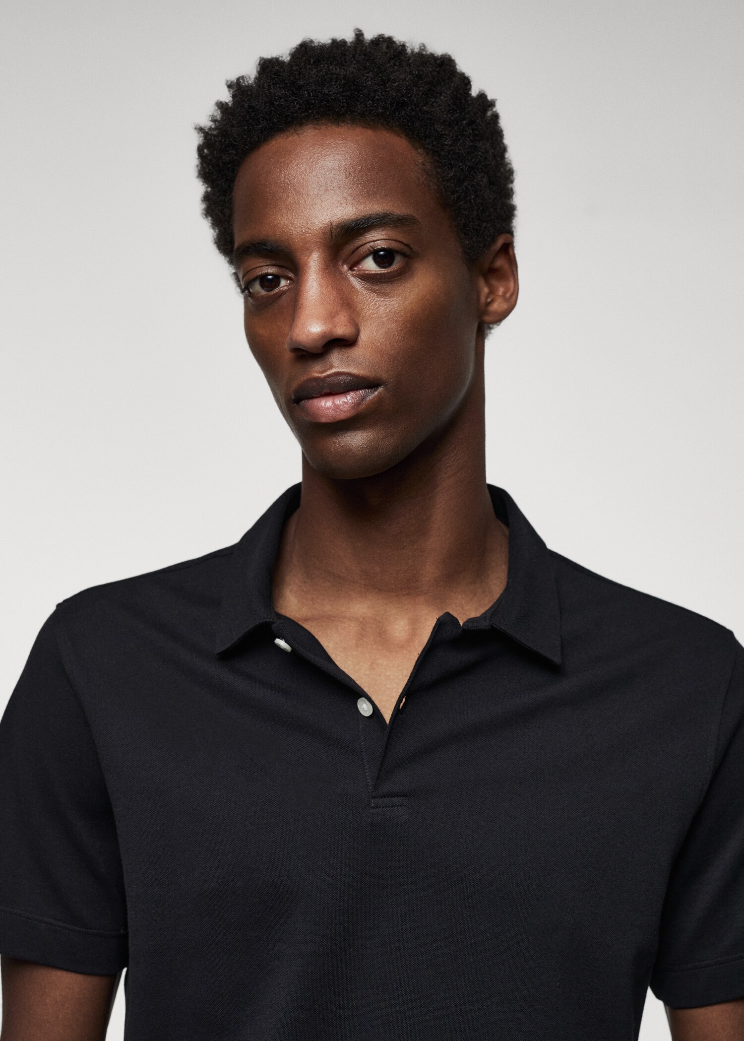 Slim-fit cotton piqué textured polo shirt - Details of the article 1