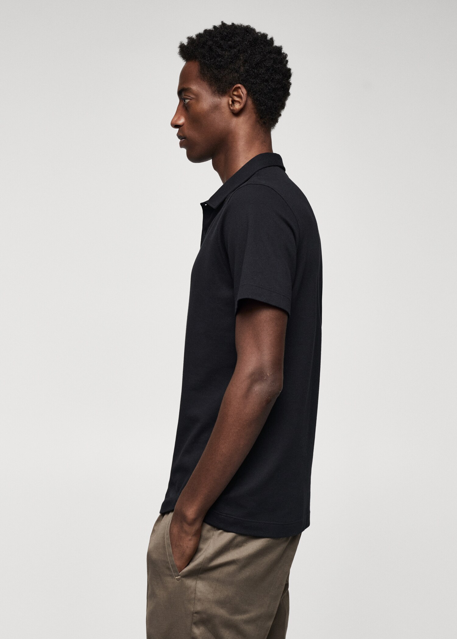 Slim-fit cotton piqué textured polo shirt - Details of the article 6