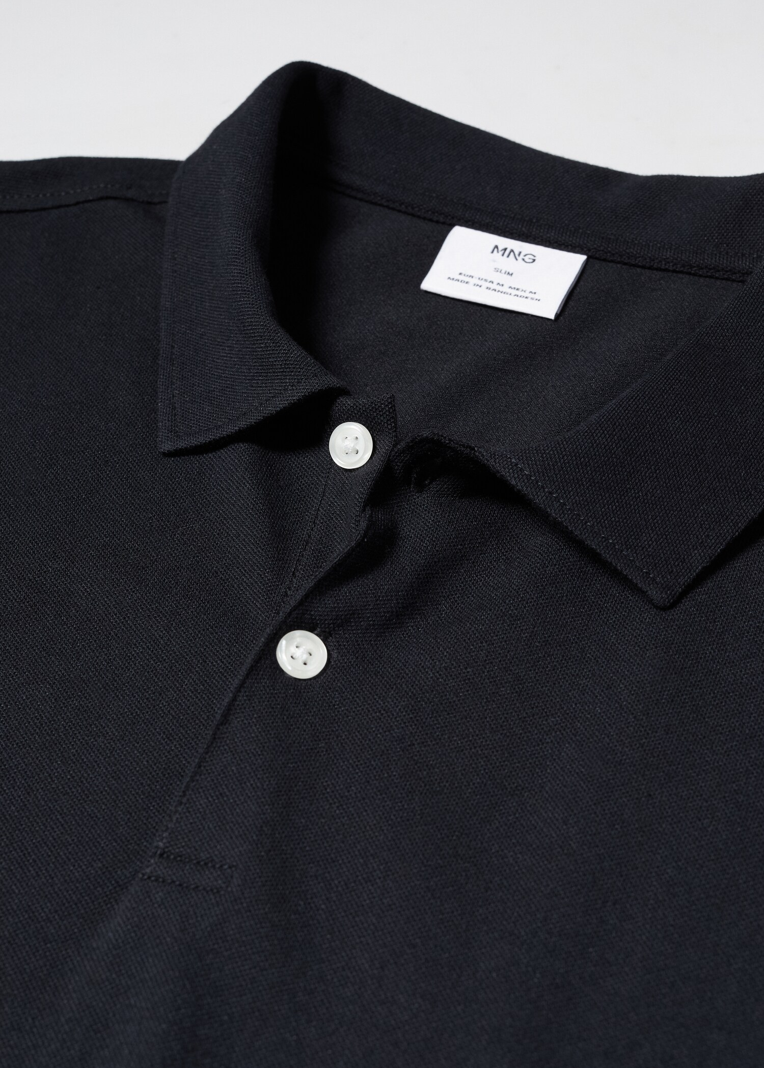 Slim-fit cotton piqué textured polo shirt - Details of the article 8