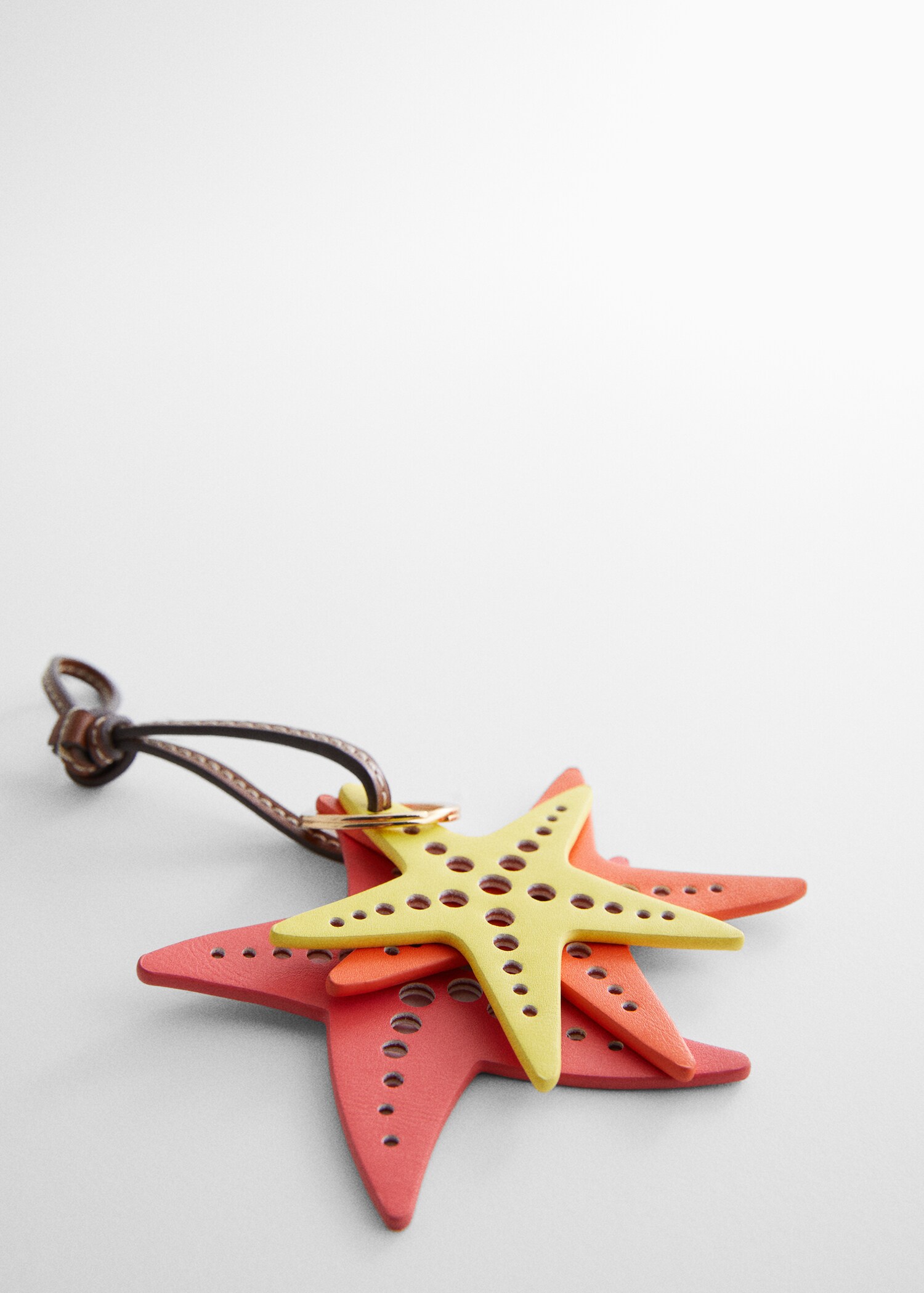 Leather-effect star key ring - Medium plane