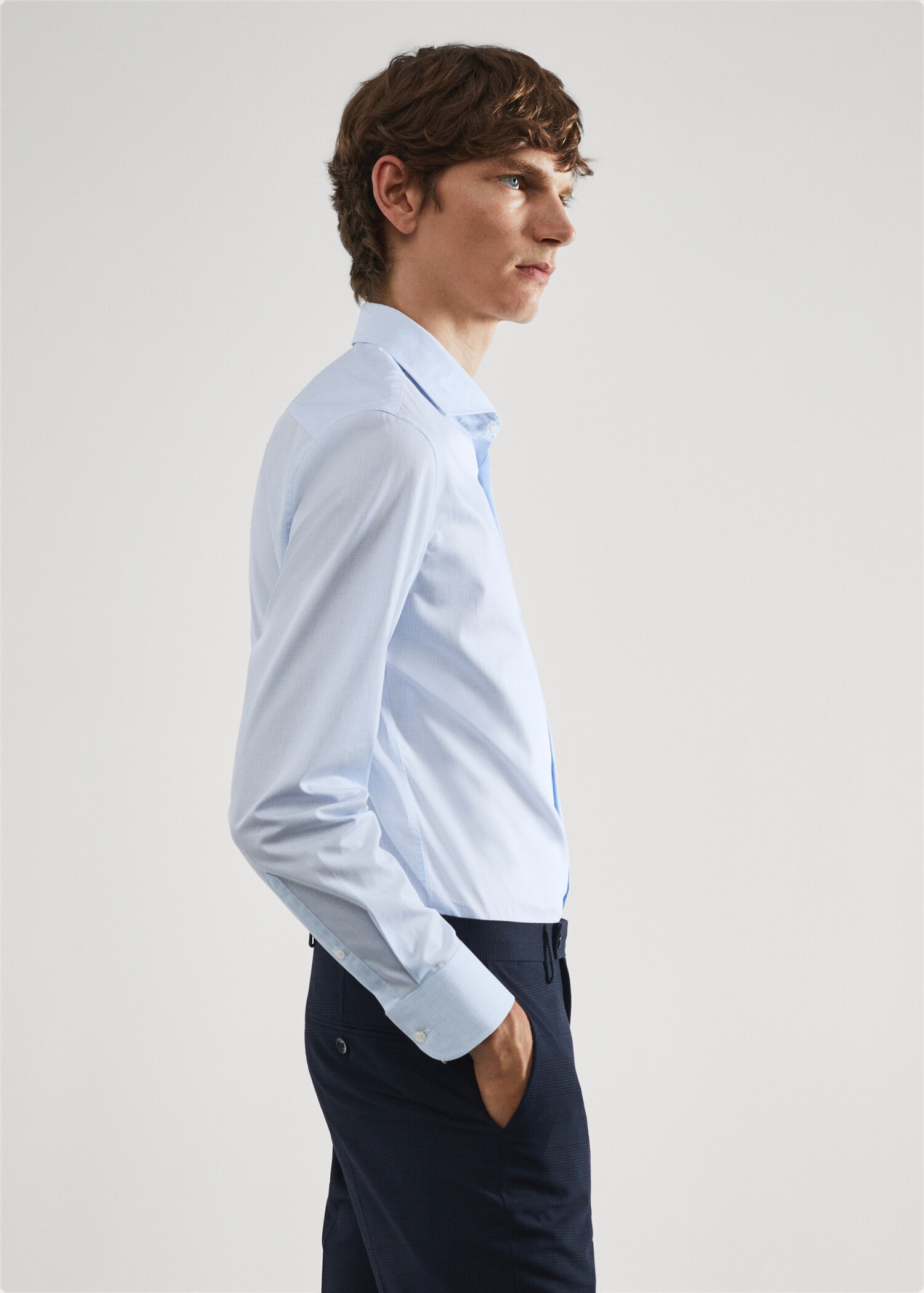 Костюмная рубашка slim fit в мелкую клетку - Деталь изделия 2