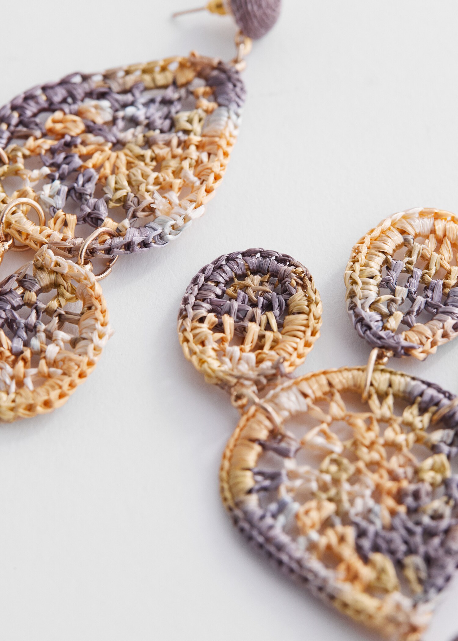 Long raffia earrings - Medium plane