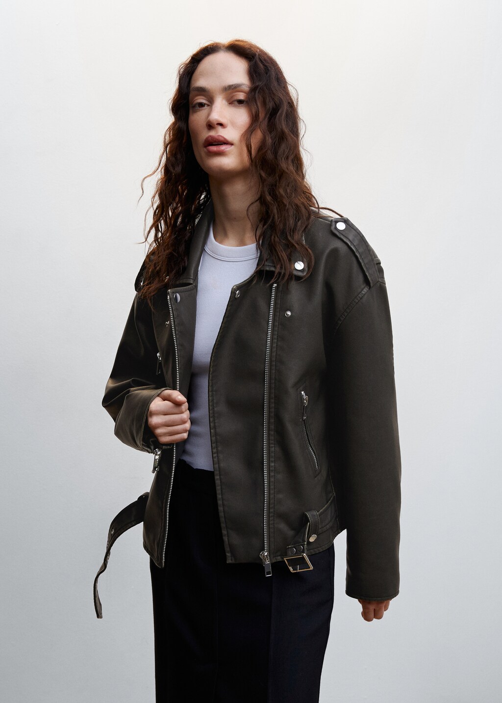 Distressed-effect biker jacket - Women | MANGO Kosovo Distressed-effect biker jacket - Women | MANGO Kosovo