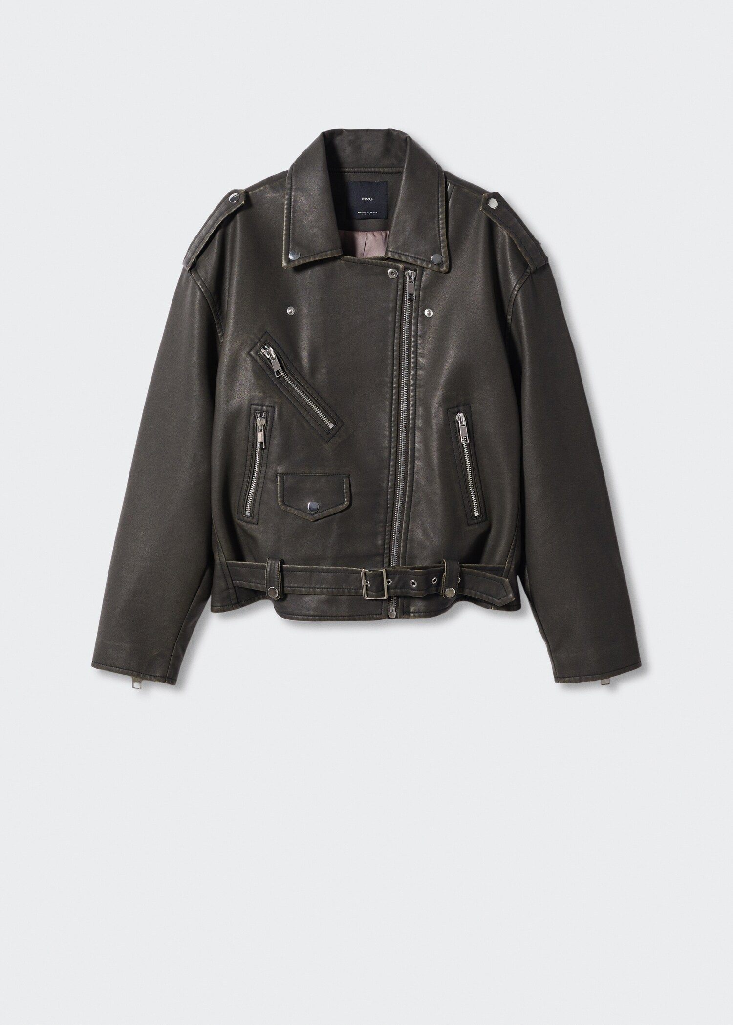 Cazadora biker efecto desgastado - Artículo sin modelo