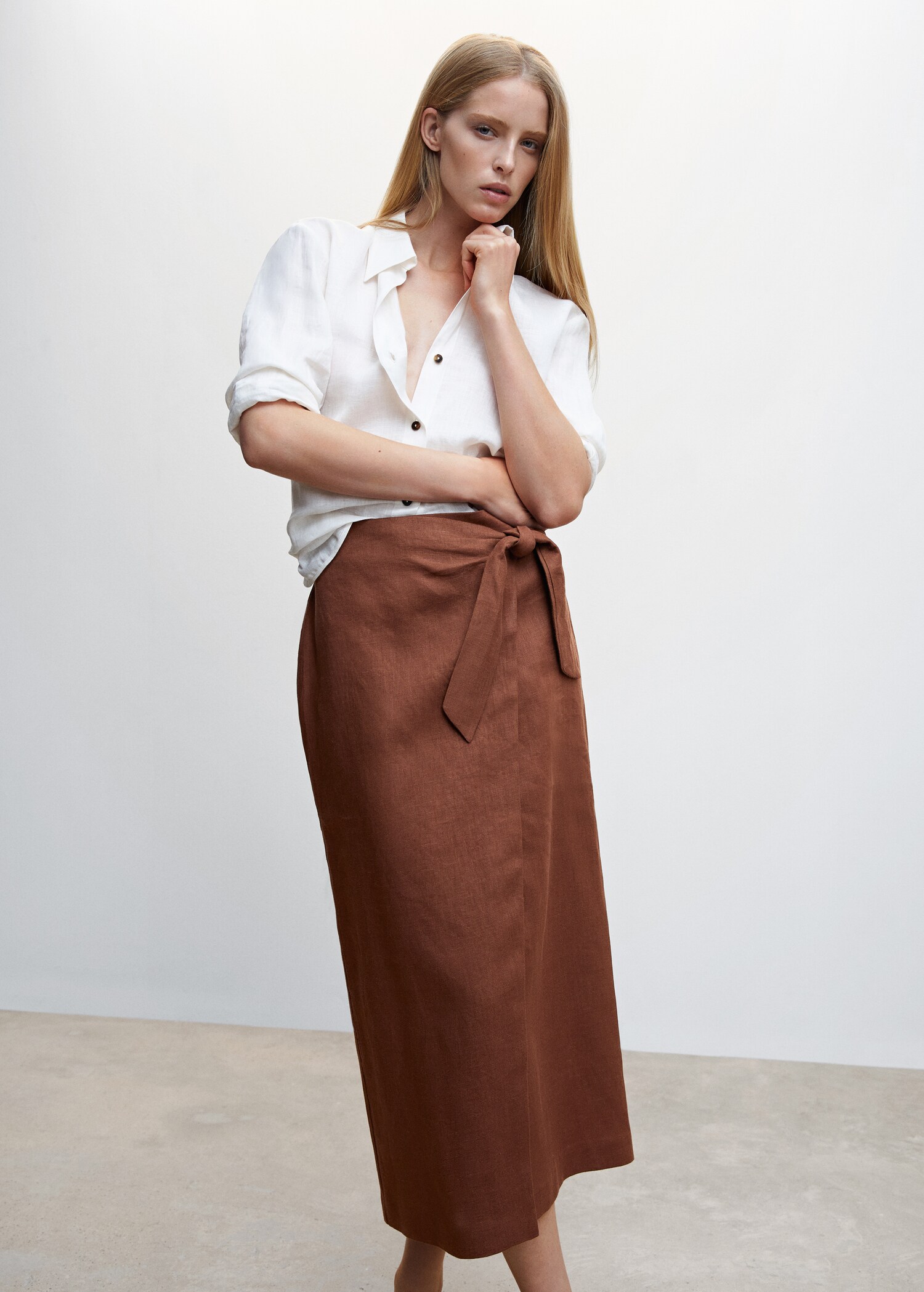 Linen-blend wrap skirt - Details of the article 1
