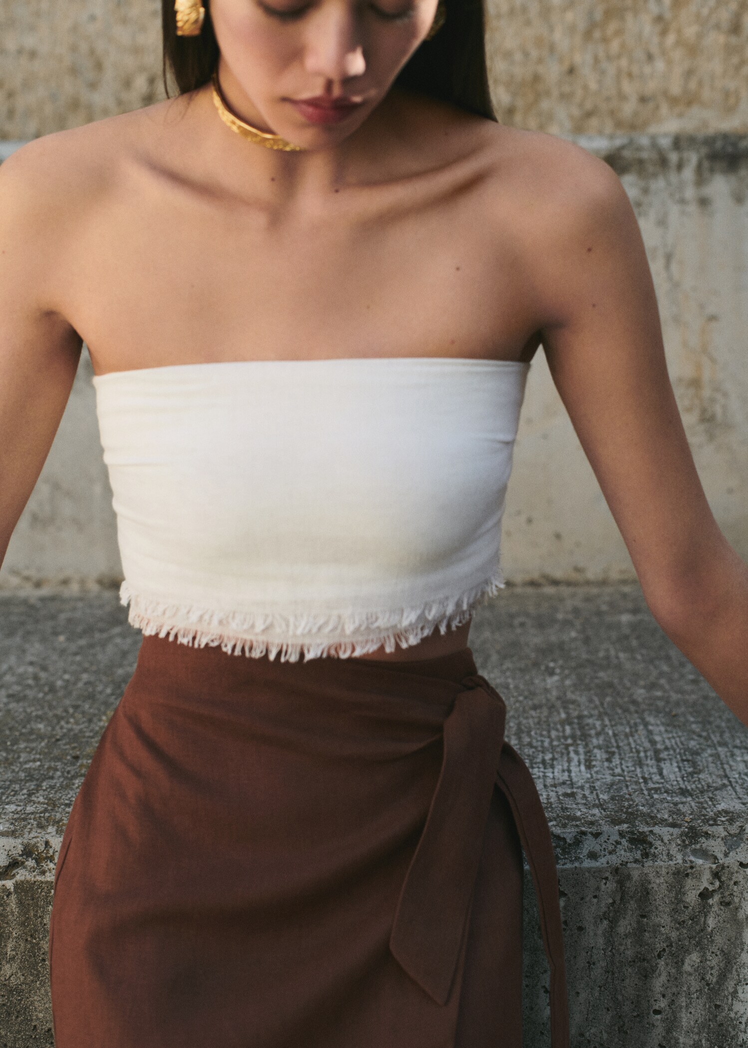 Linen-blend wrap skirt - Details of the article 9