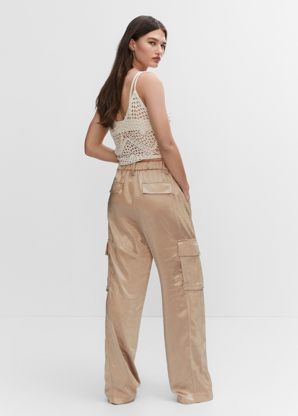 Satin cargo trousers Women MANGO Taiwan area