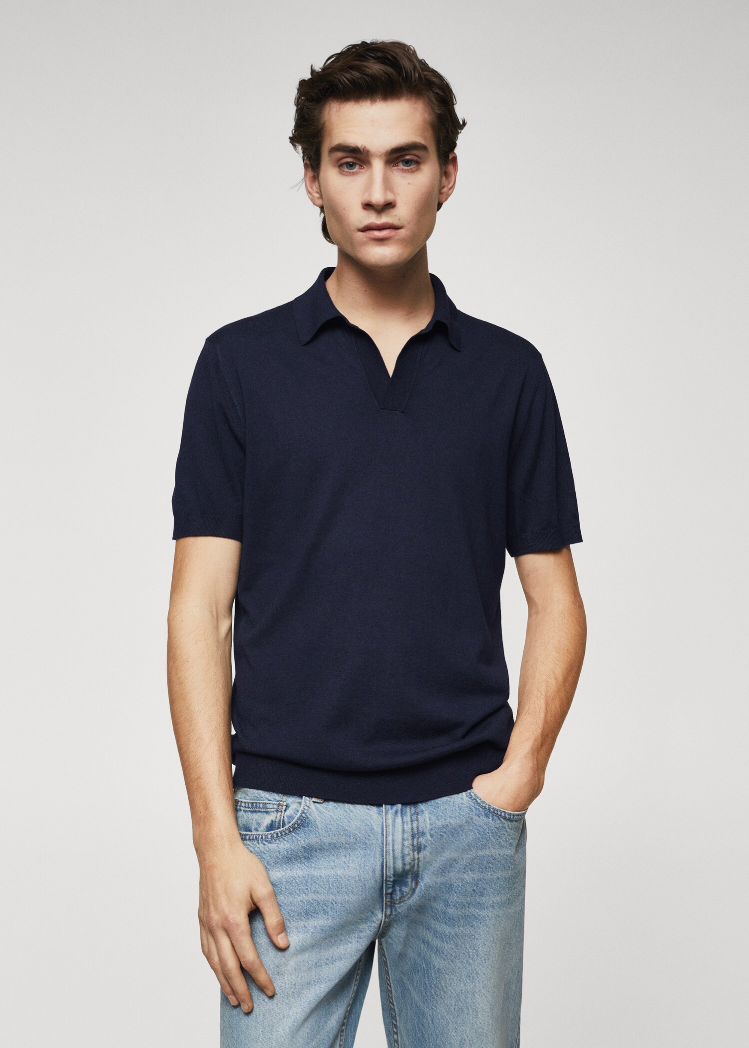 Fine-knit polo shirt - Medium plane