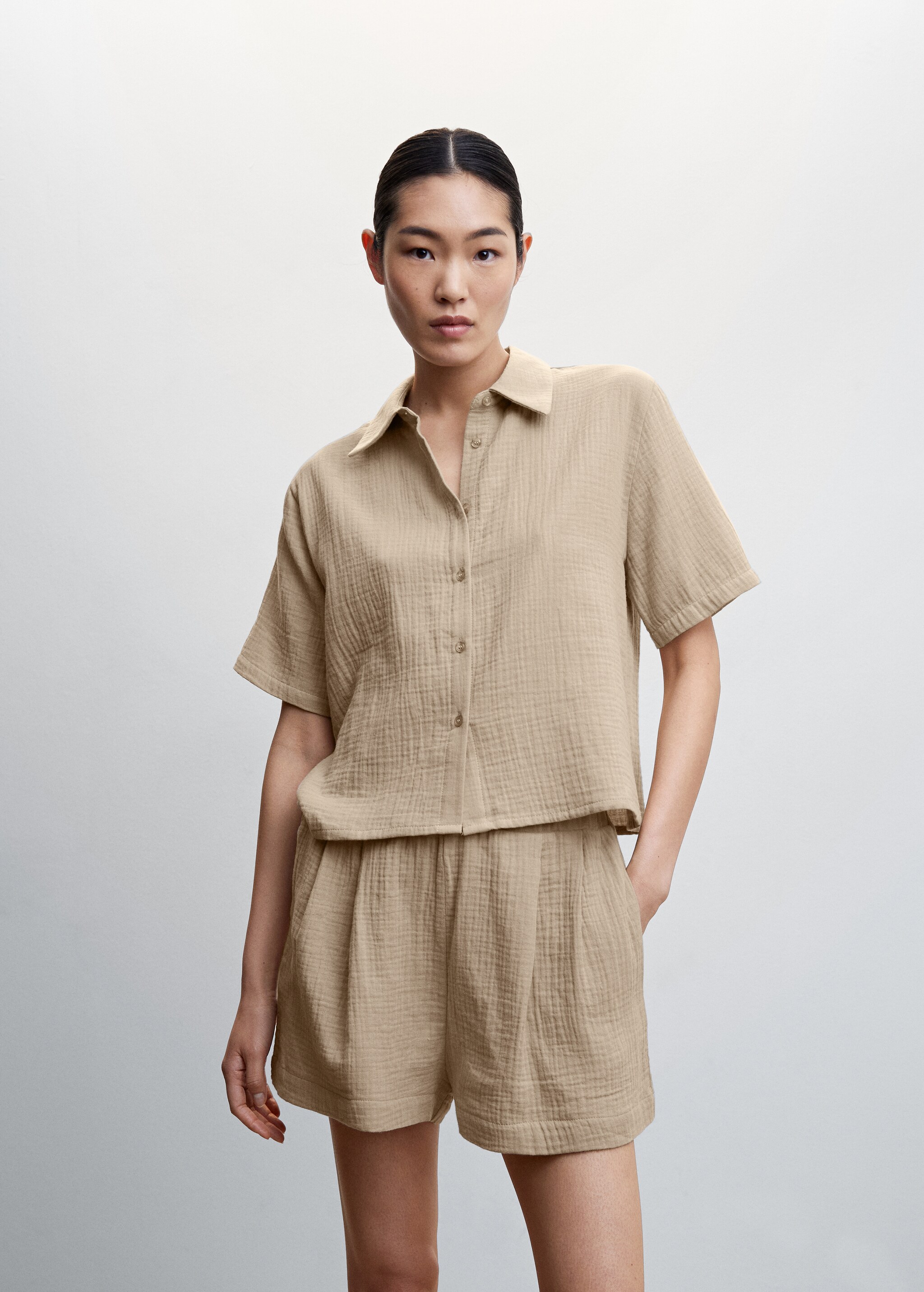 Textured cotton pyjama shirt - Medium plane