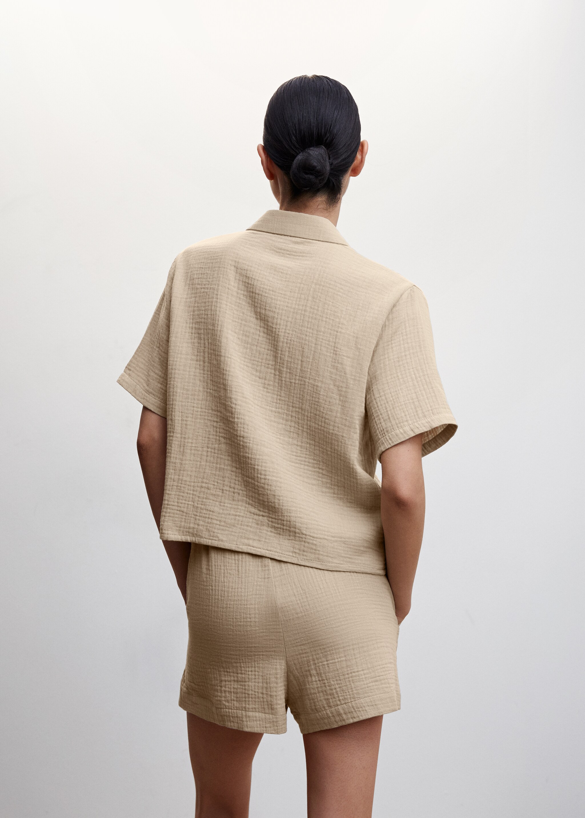 Textured cotton pyjama shirt - Reverse of the article