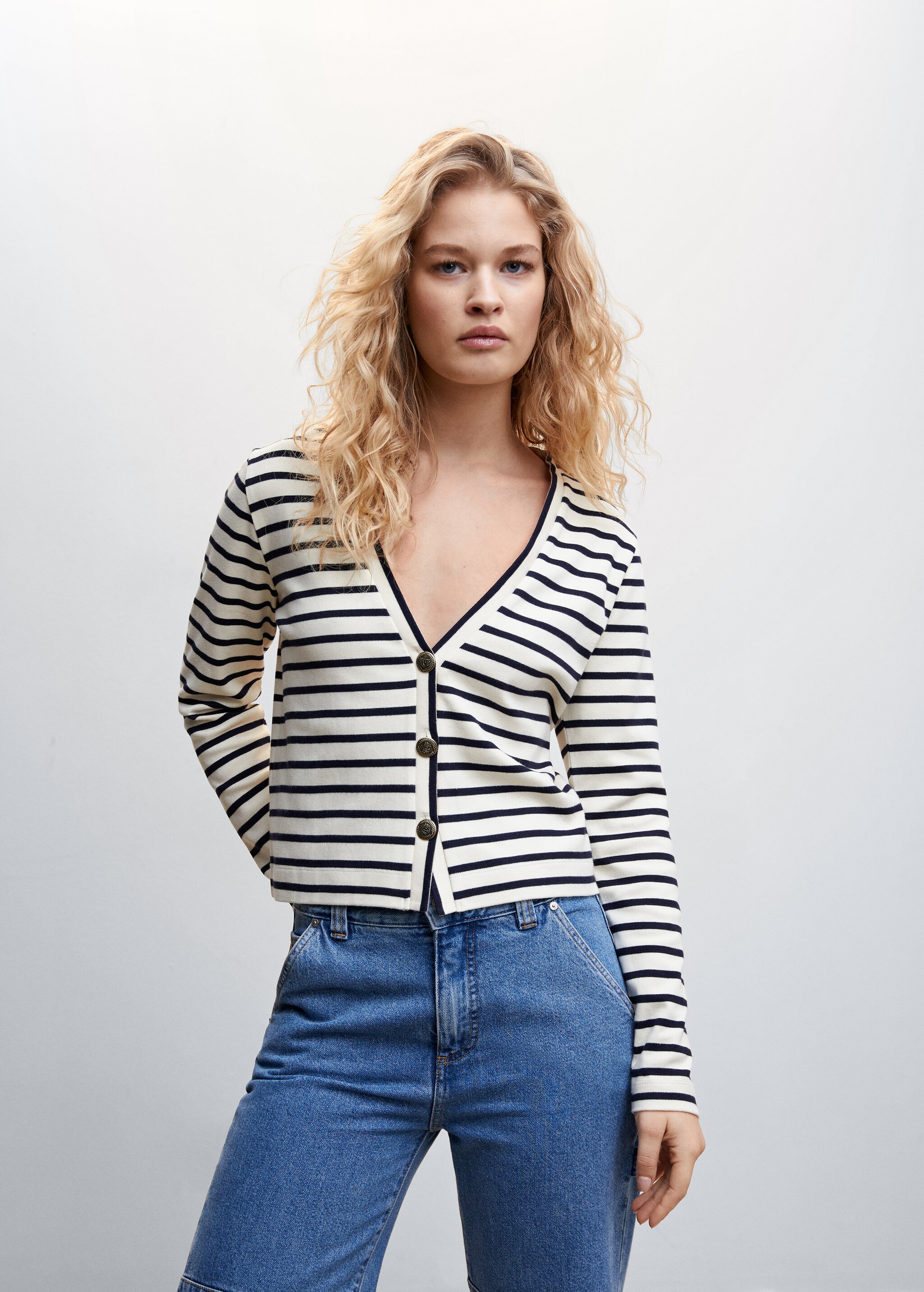 Striped cardigan with buttons - Medium plane