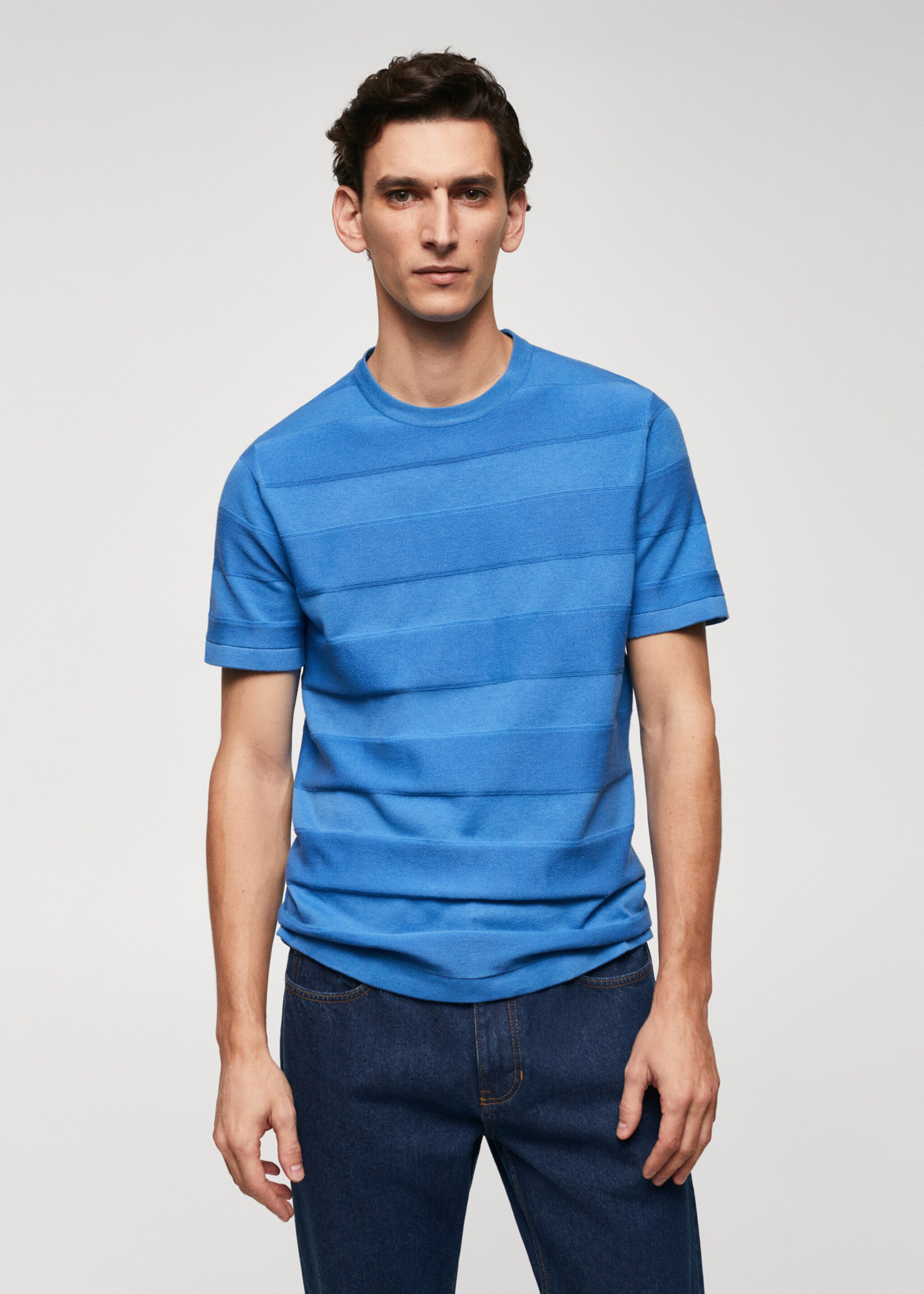 Camiseta punto algodón estructura rayas - Plano medio