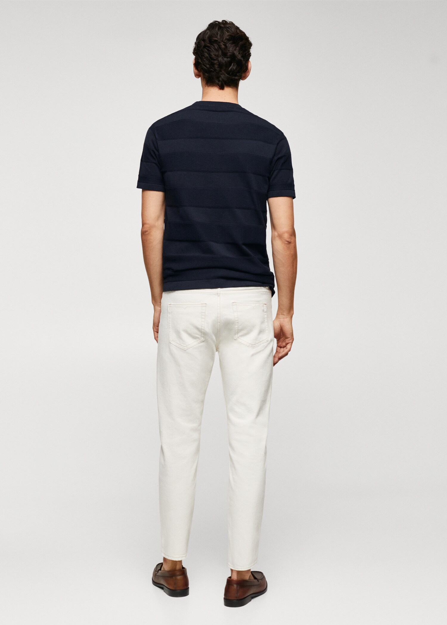 Camiseta punto algodón estructura rayas - Reverso del artículo
