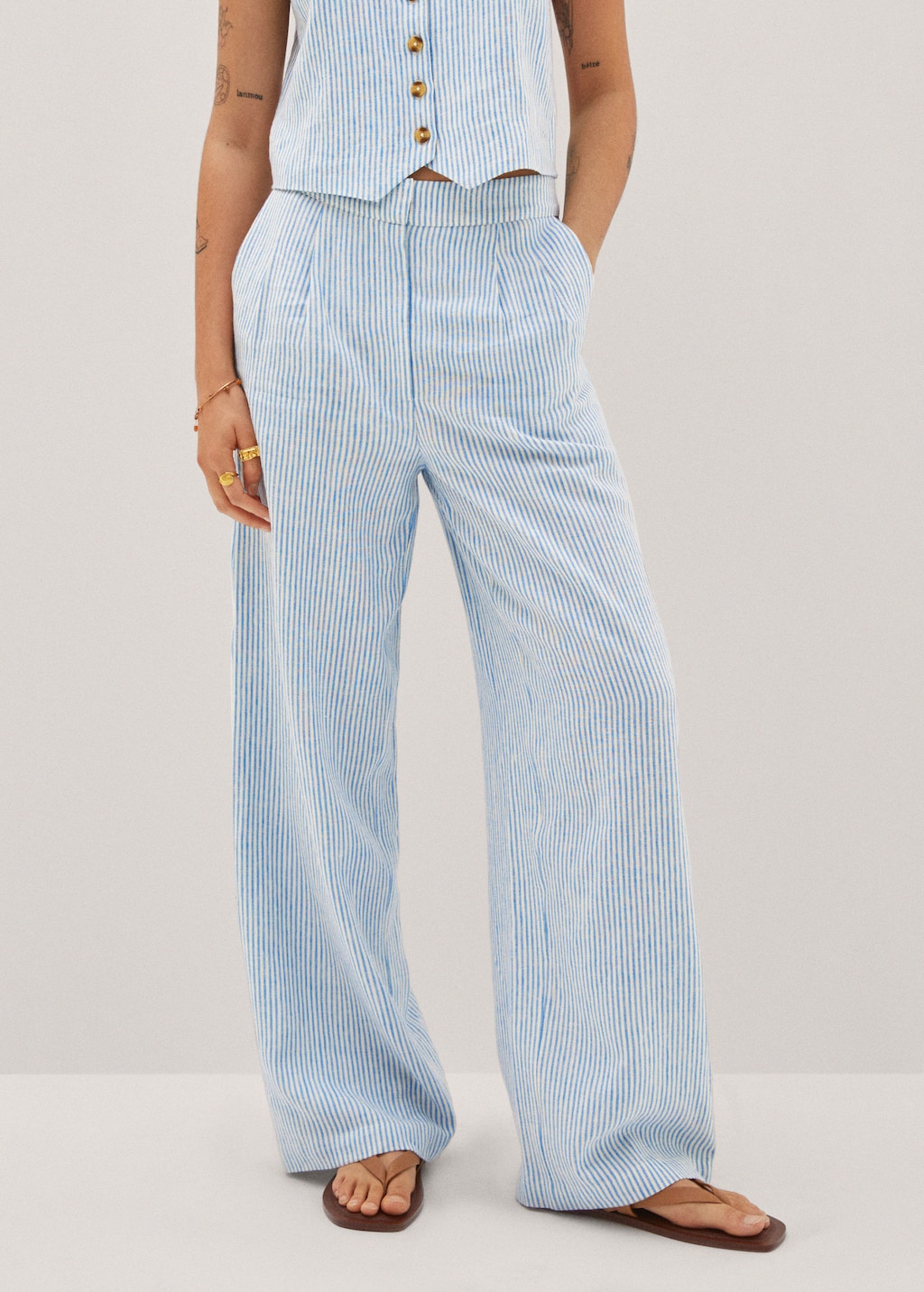 Pinstripe linen pants