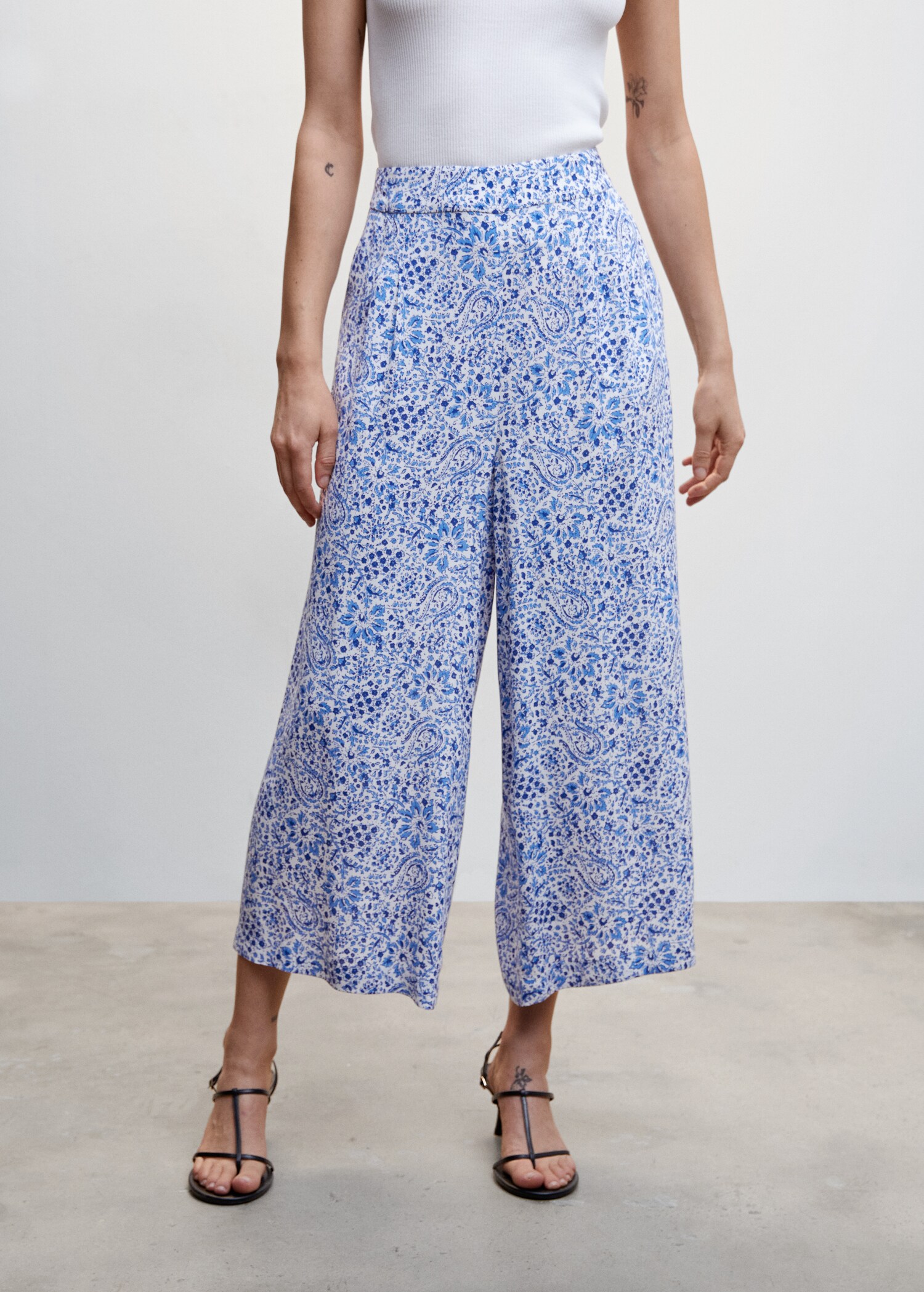 Floral print culotte trousers - Medium plane