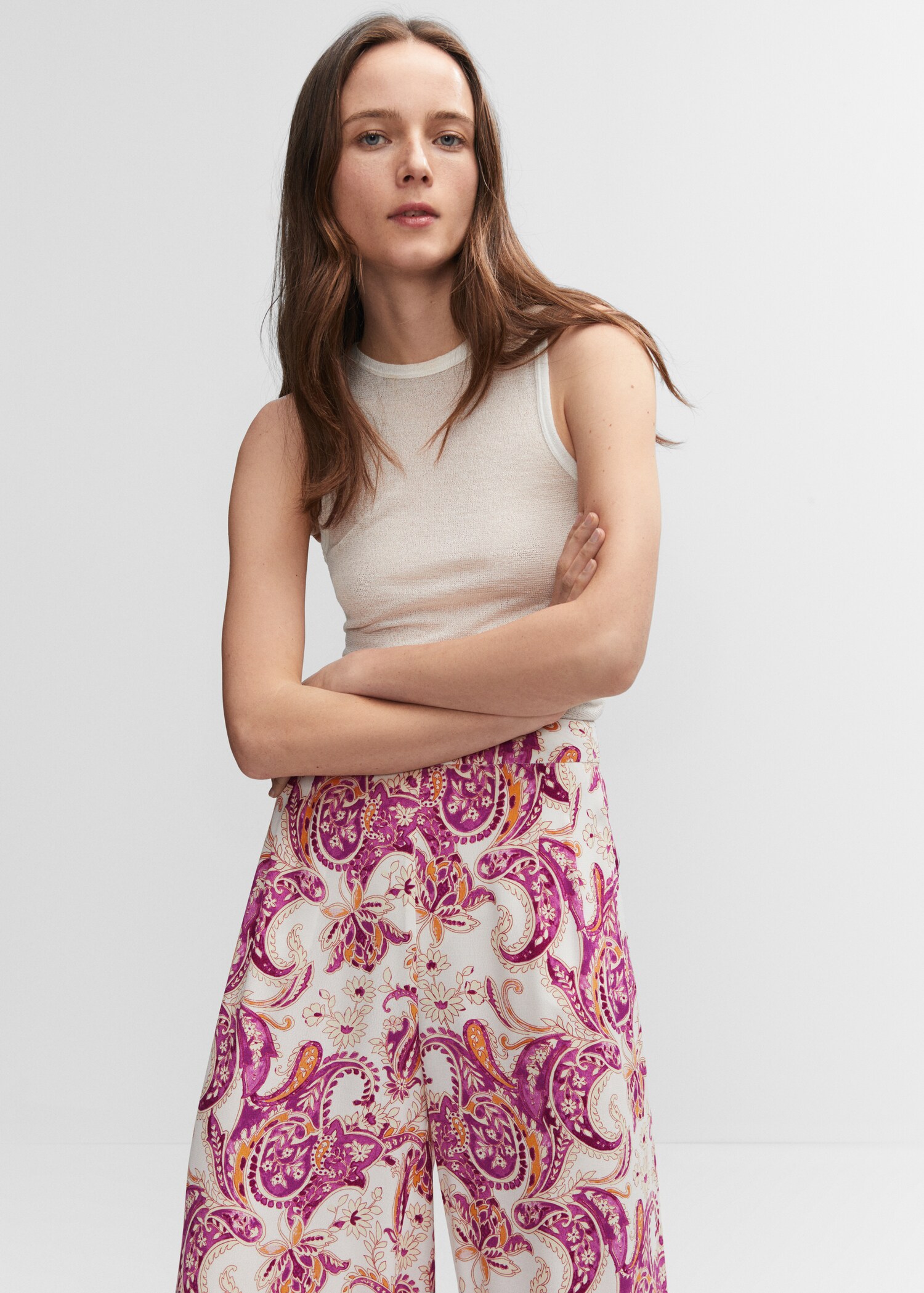 Floral print culotte trousers - Details of the article 1