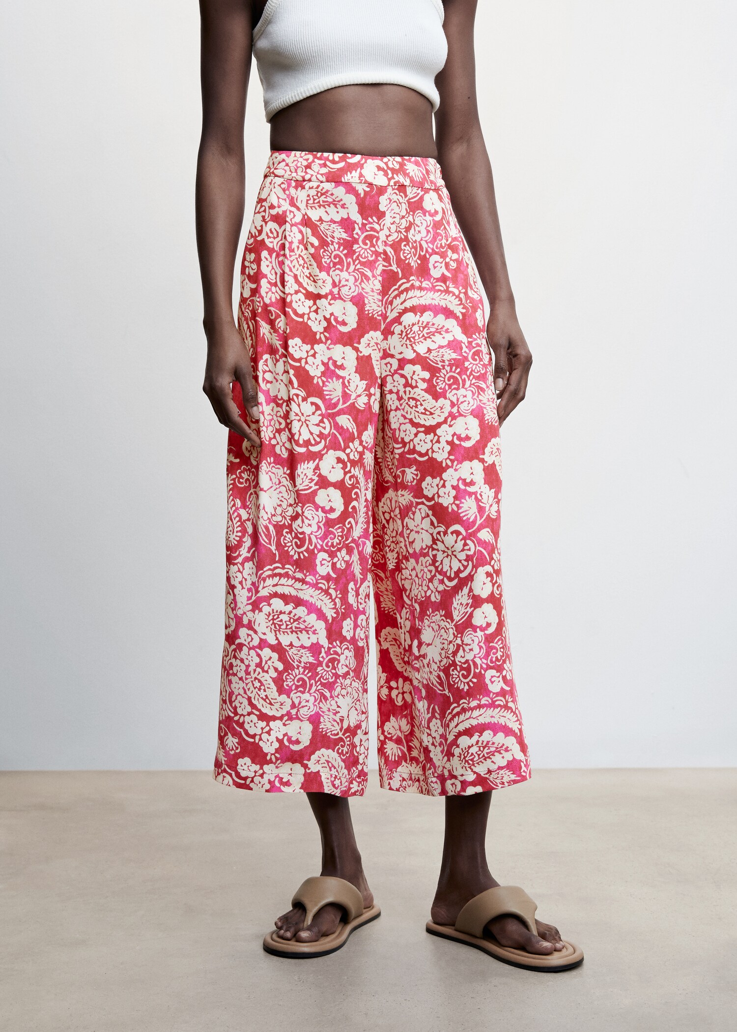 Floral print culotte trousers - Medium plane