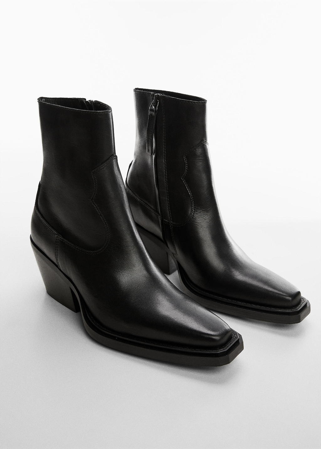 Leather cowboy ankle boots