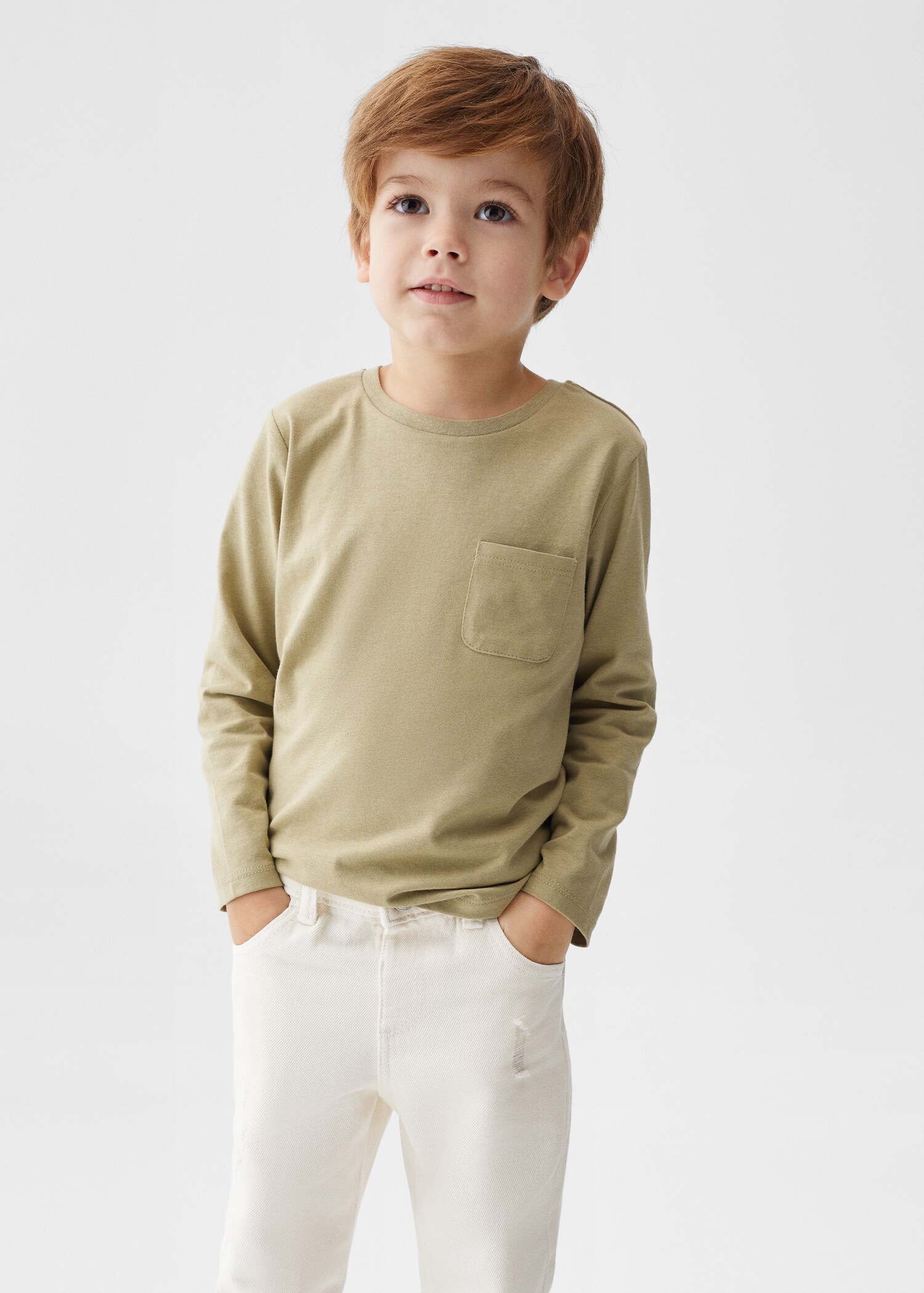 T-shirt manches longues poche - Plan moyen