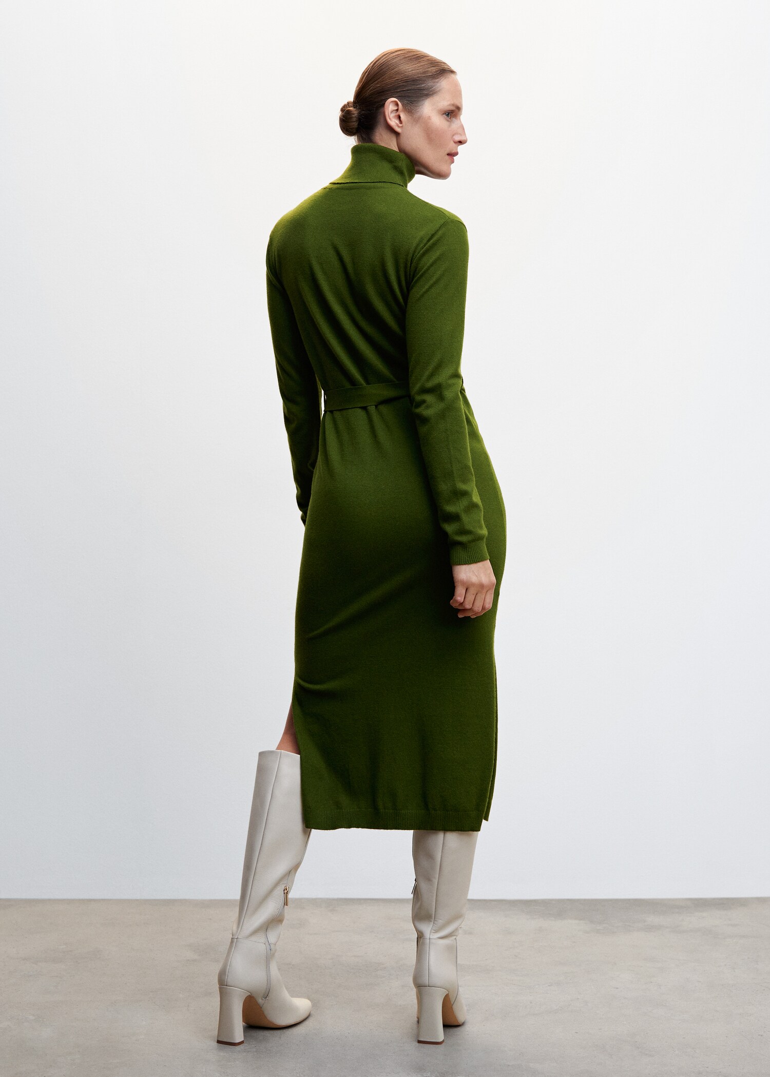 Vestido punto cuello vuelto - Reverso del artículo