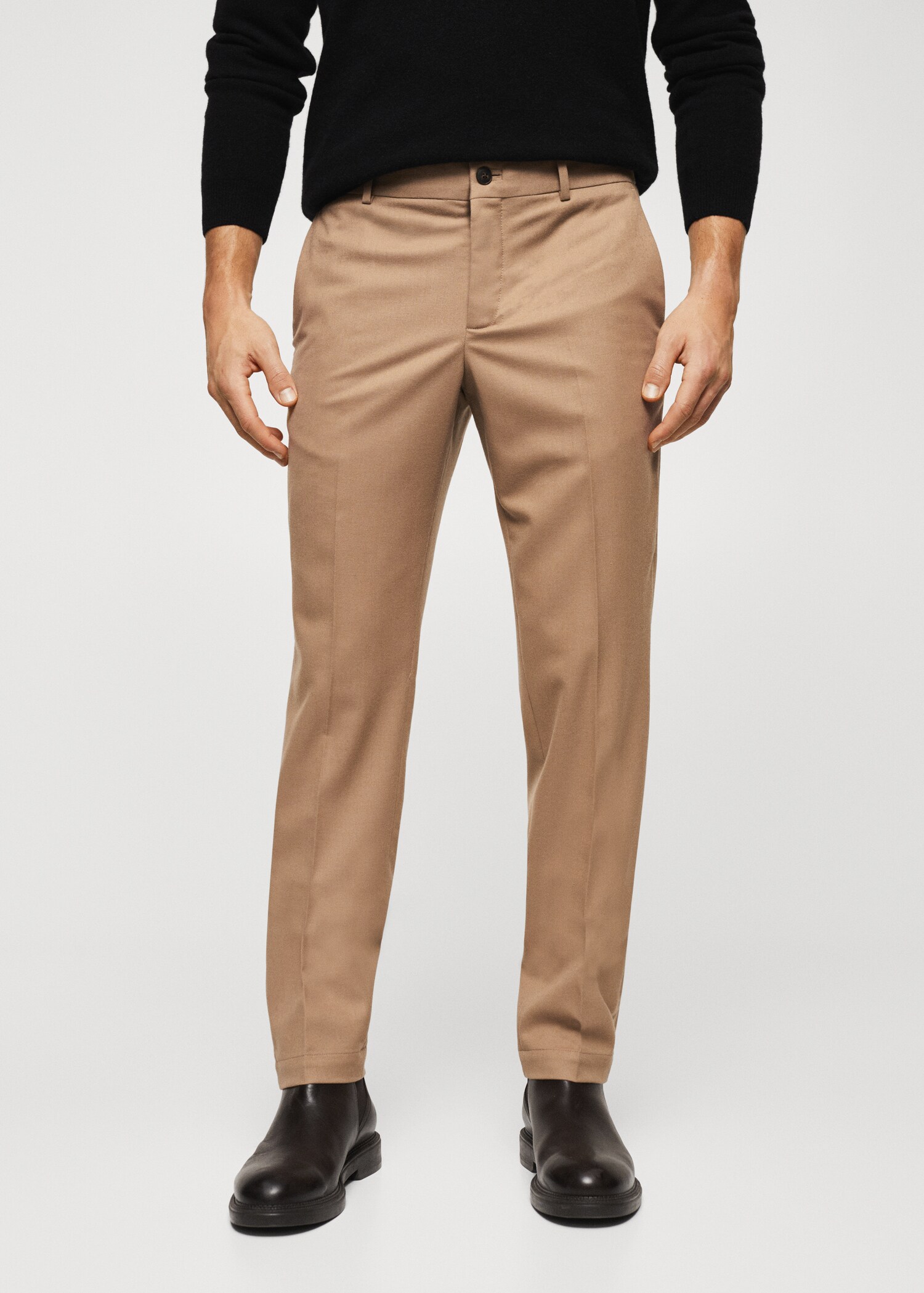 Spodnie slim fit wełniane - Plan średni