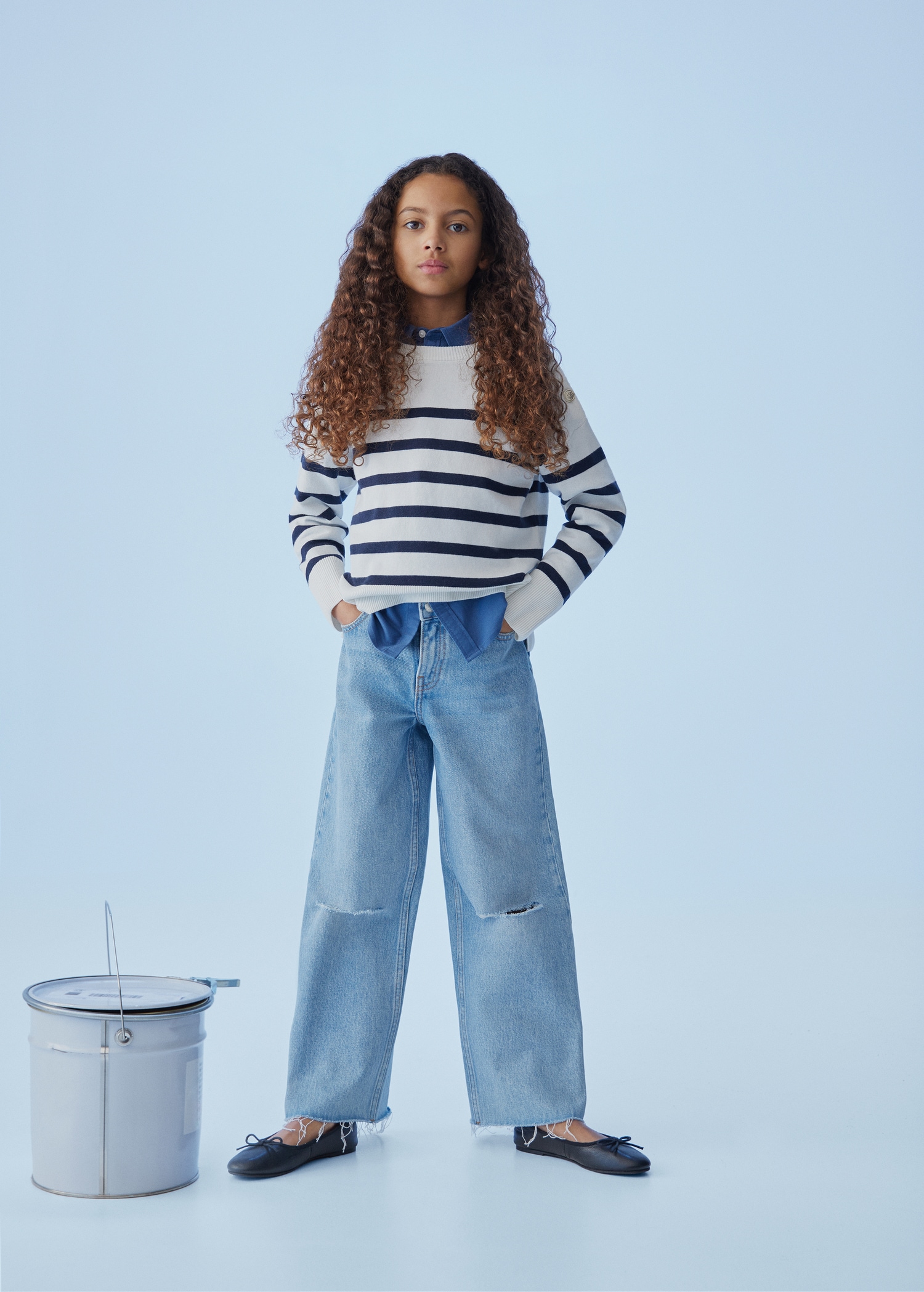 Decorative ripped wideleg jeans - Details of the article 6
