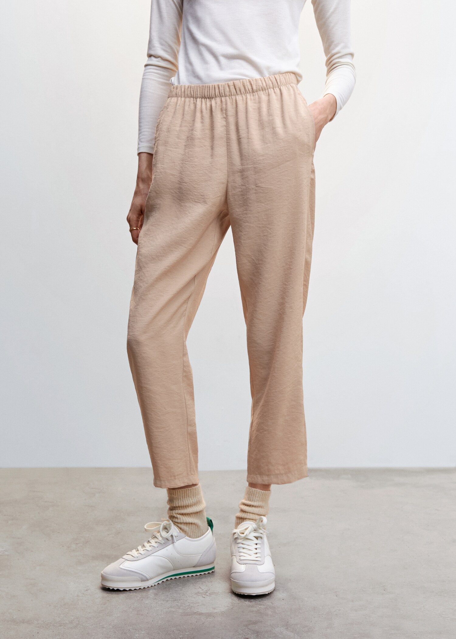 Drawstring waist modal trousers - Medium plane