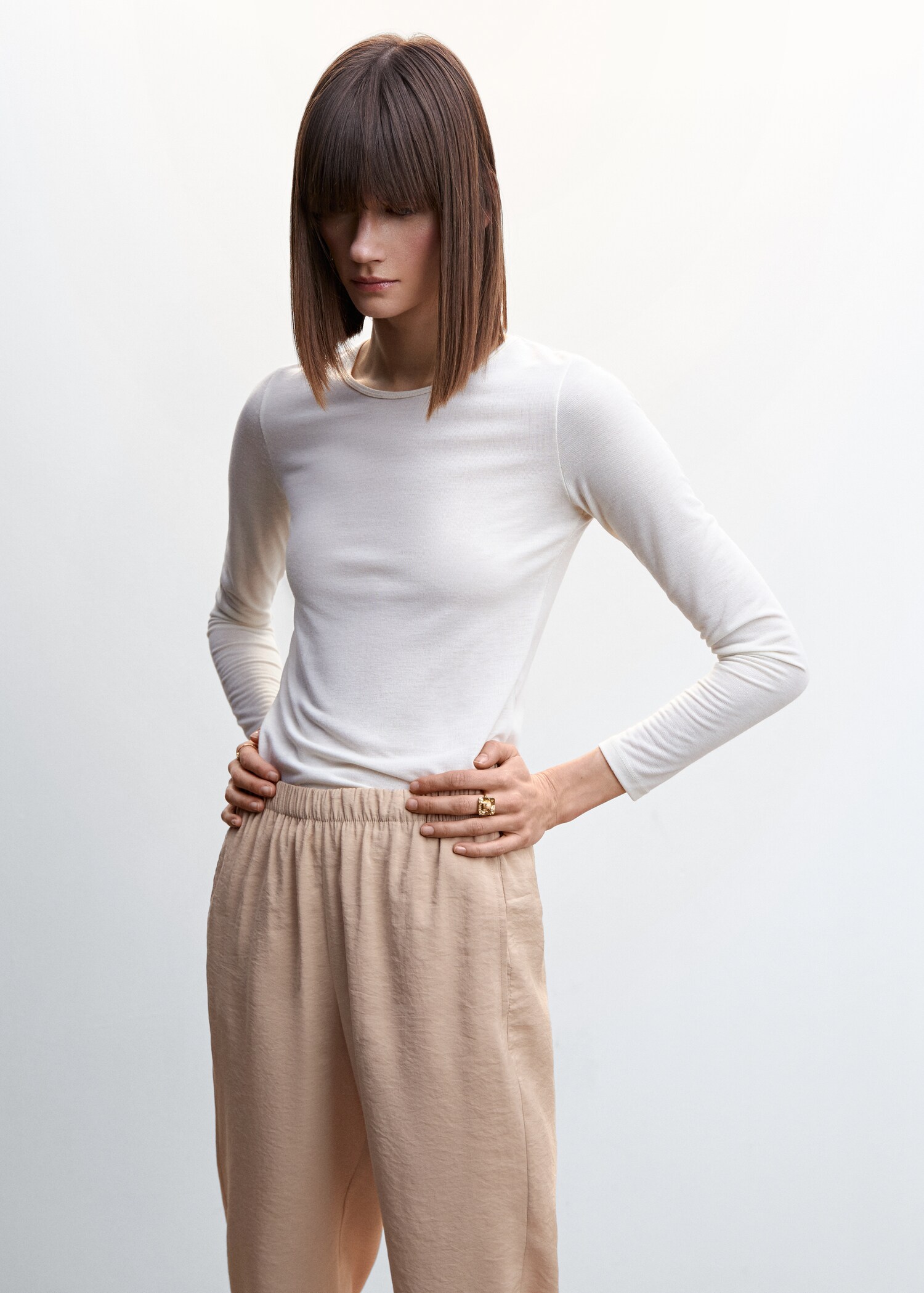Drawstring waist modal trousers - Details of the article 1
