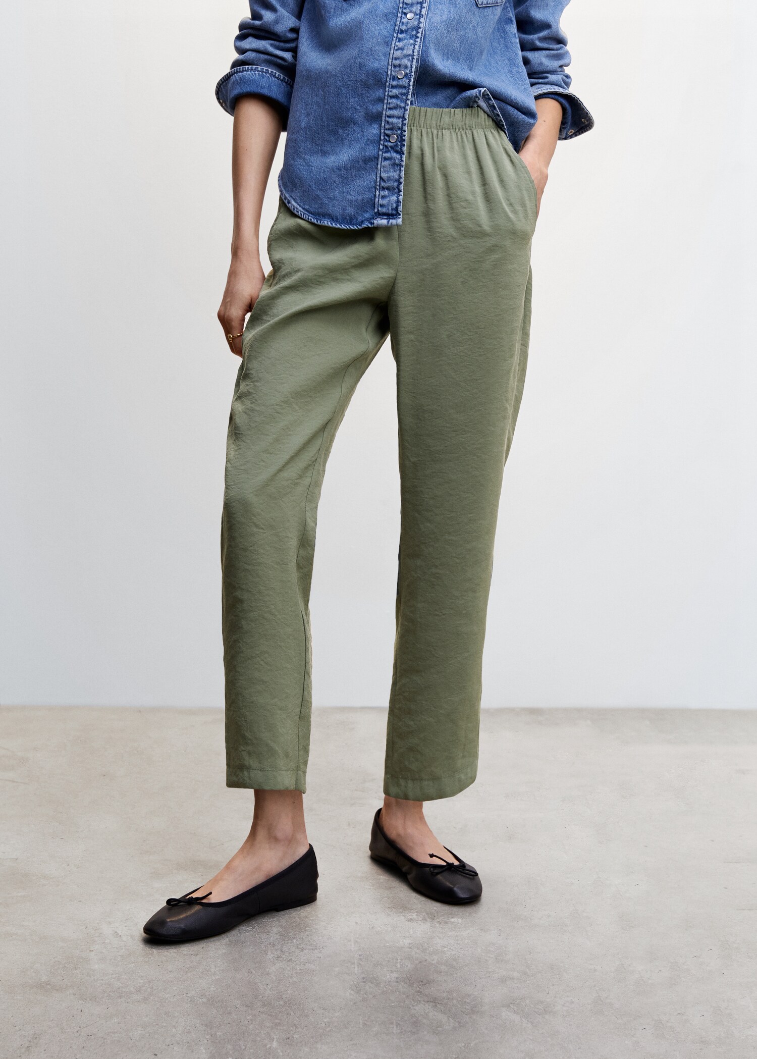 Drawstring waist modal trousers - Medium plane