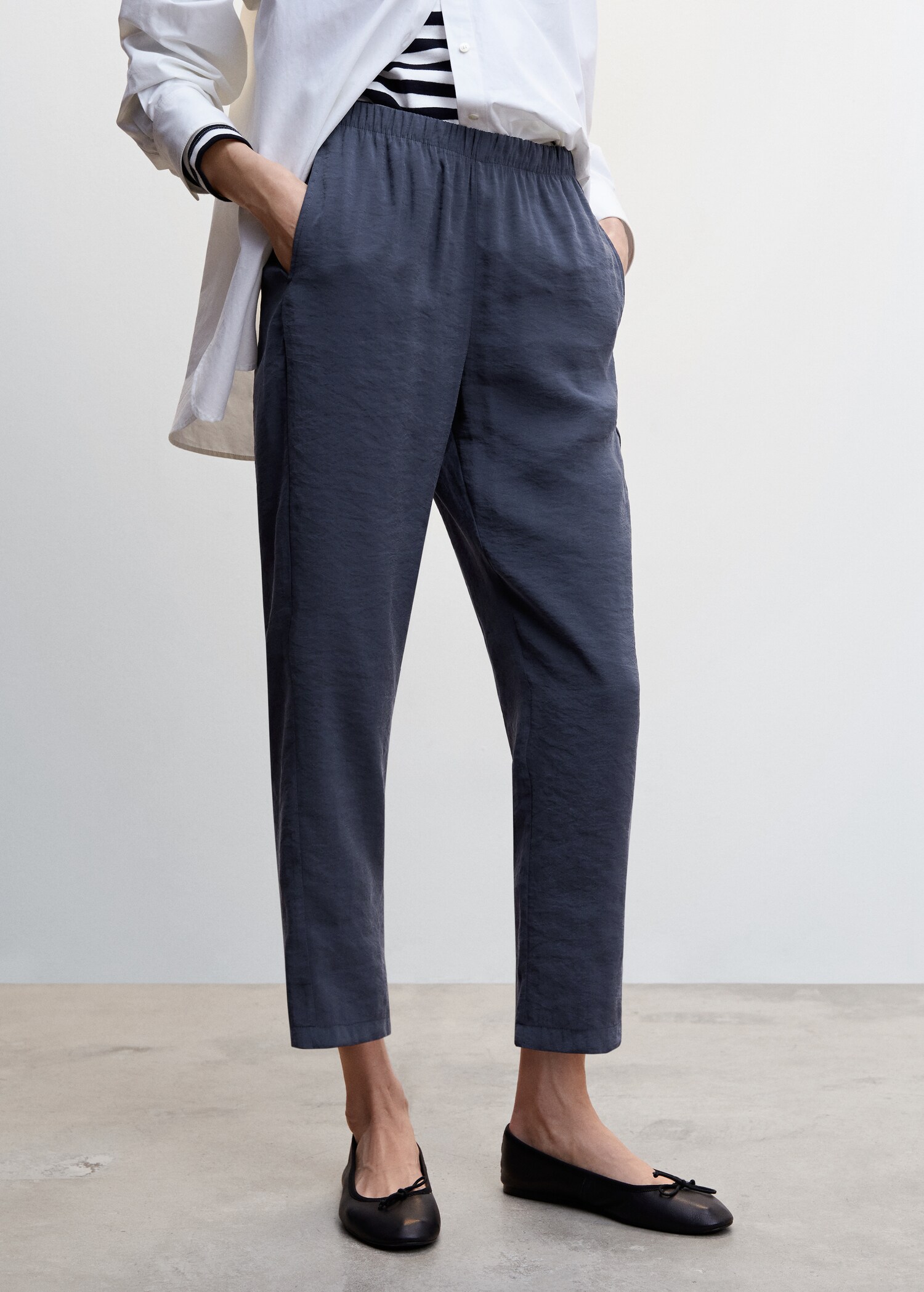Drawstring waist modal trousers - Medium plane