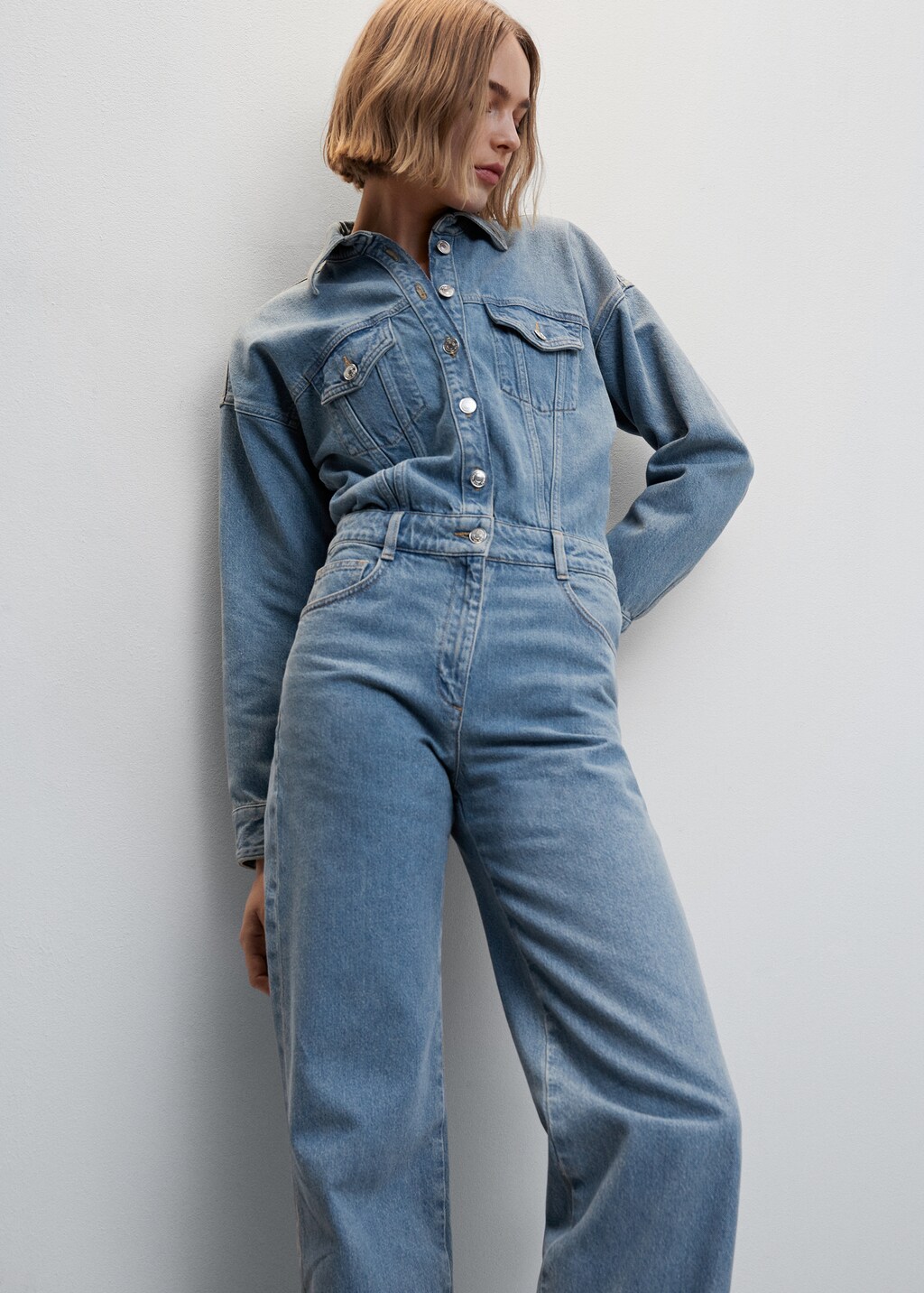 Long denim jumpsuit - Women | MANGO Japan Long denim jumpsuit - Women | MANGO Japan
