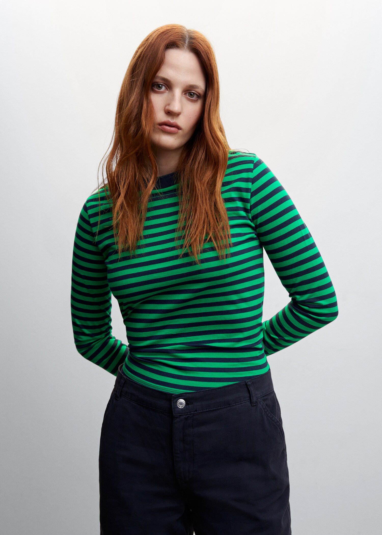 Striped 100% cotton t-shirt - เครื่องบินขนาดกลาง