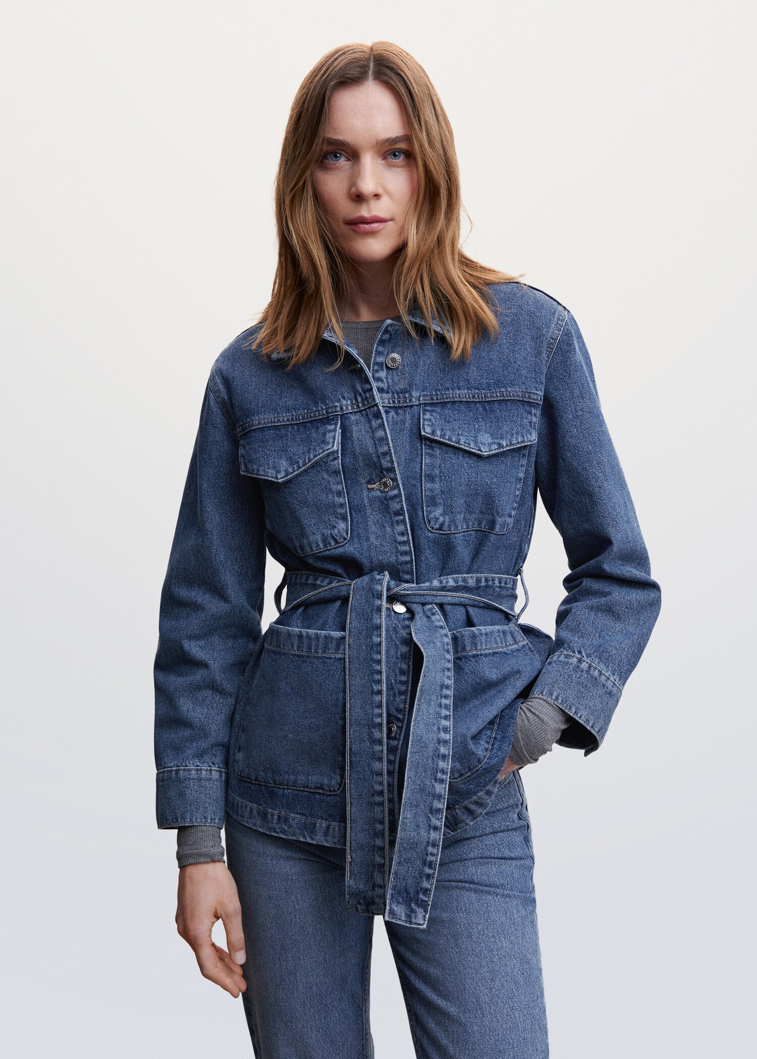 Denim jacket with belt - Medium plane