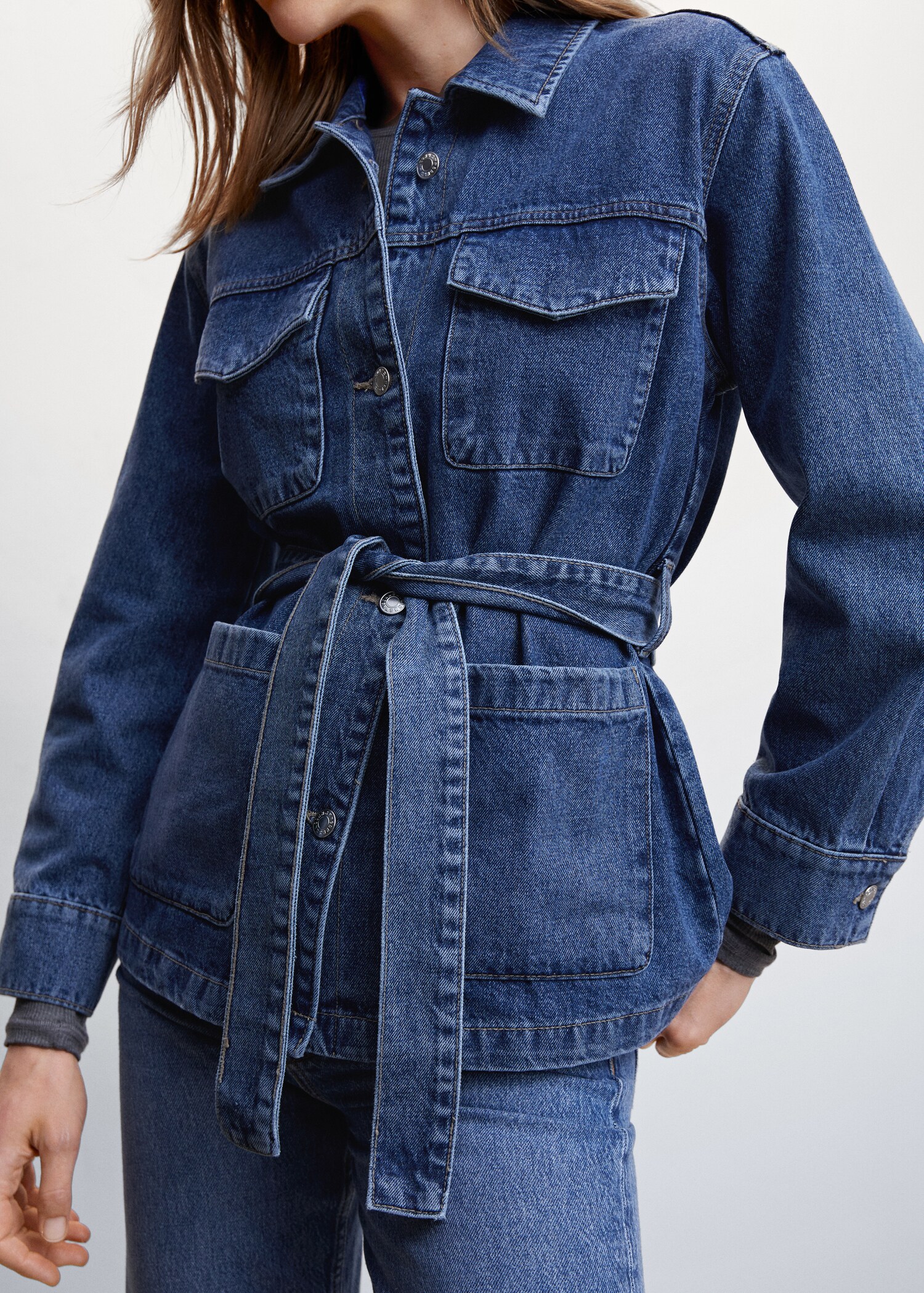 Denim jacket with belt - Details of the article 6