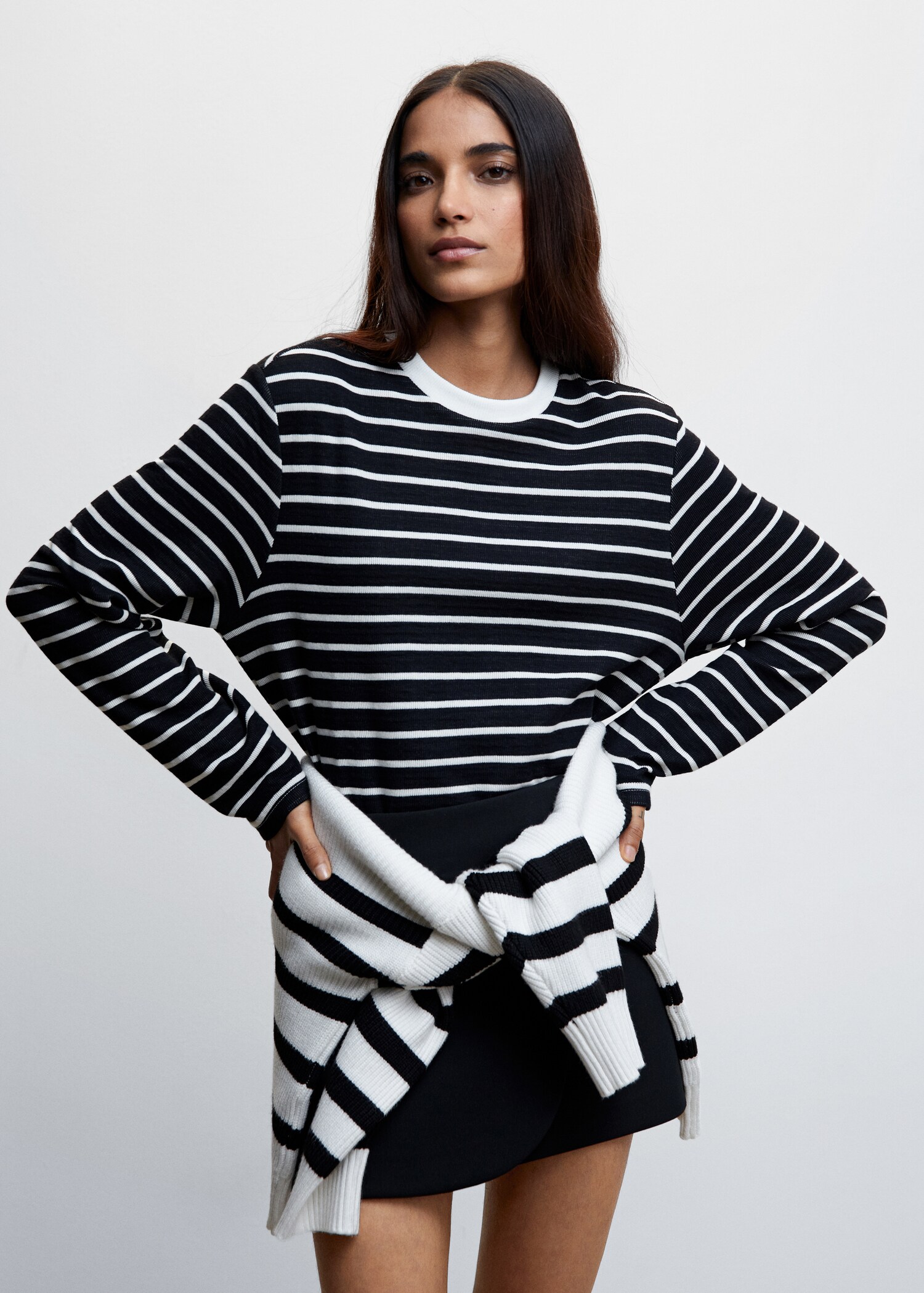 Striped cotton T-shirt - Medium plane