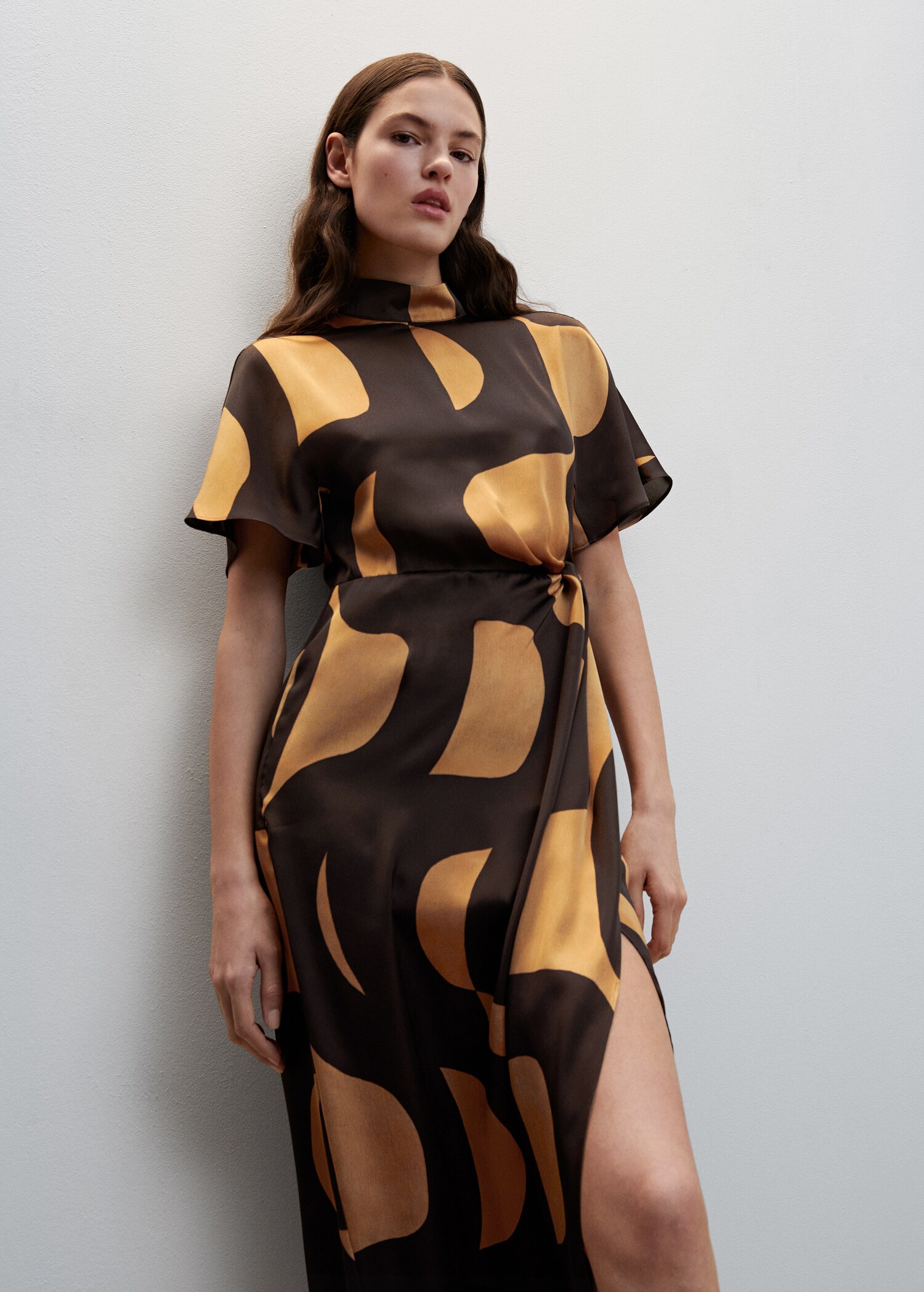 Printed satin dress - Medium plane